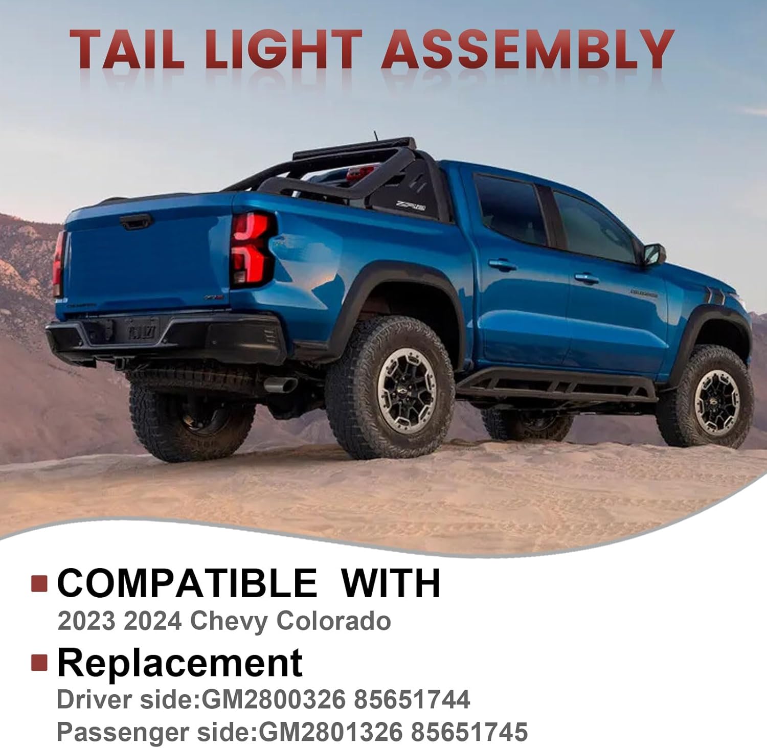 LED Tail lights Assembly Compatible with 2023 2024 2025 Chevy Colorado ZR2 271 OE Style Right Rear Light Taillights Replacement for GM2801326 85651745