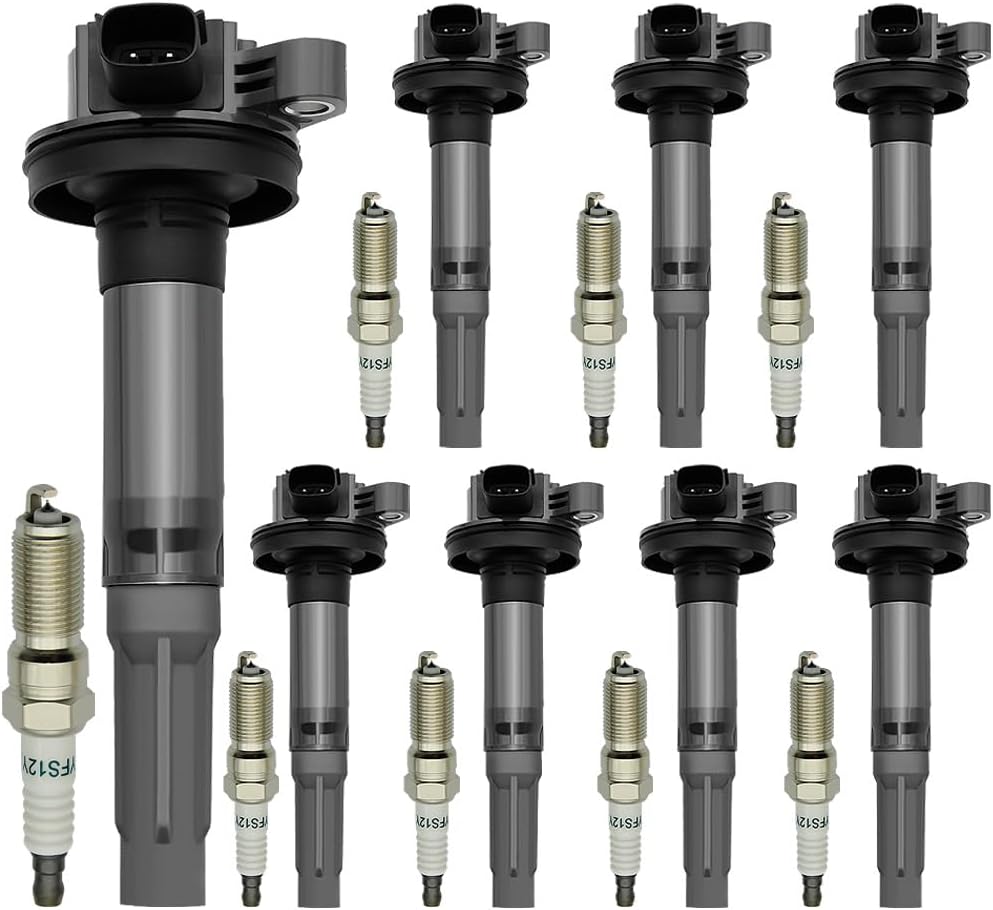 8PCS UF622 Ignition Coil Pack Compatible with Ford F-150 2011-2016 5.0L for Ford Lobo 2011-2020, for Ford Mustang 2011-2015 Iridium Spark Plugs and Coil Packs Kit Replace# DG542 522197 GN10420