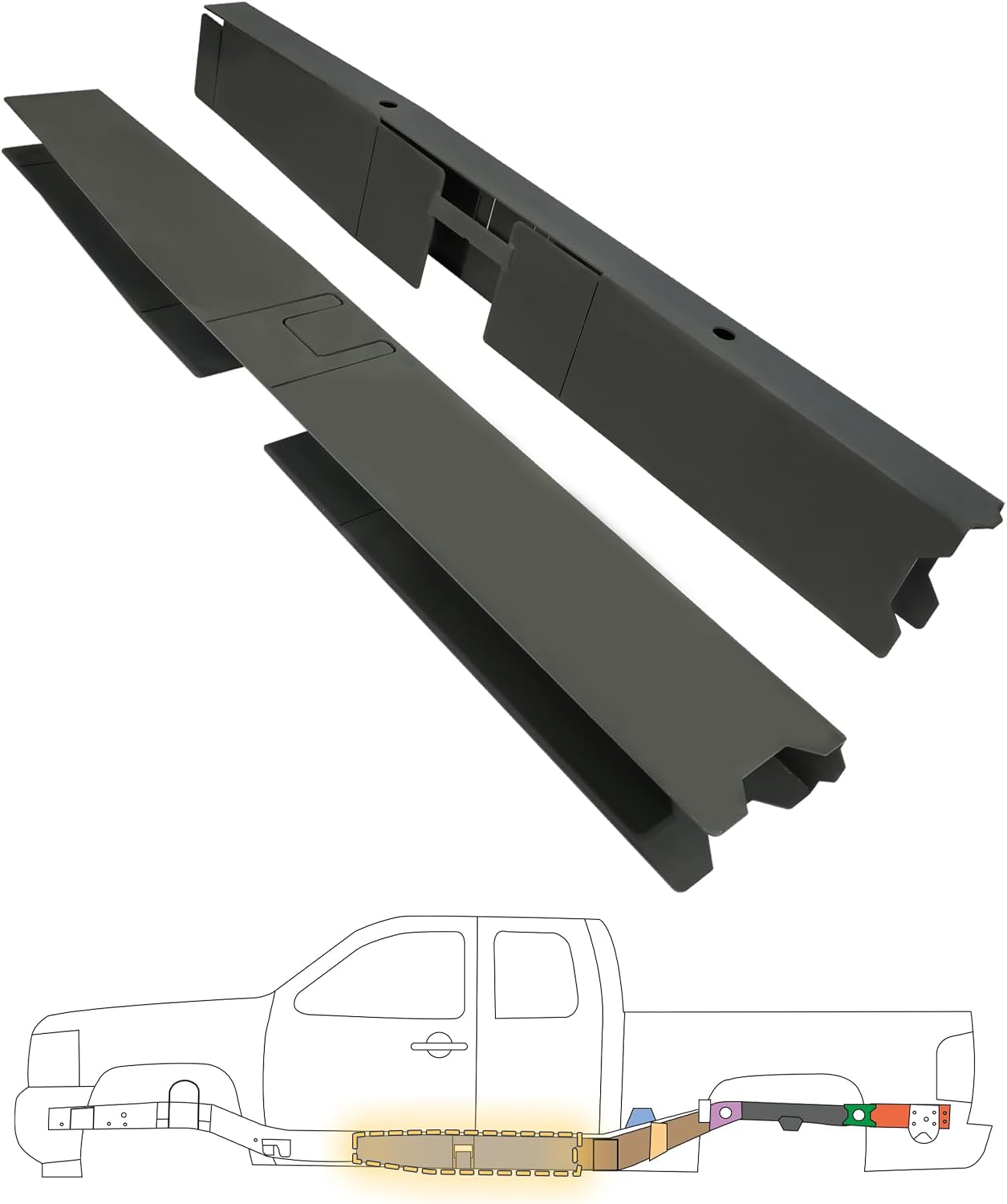 Mountainpeak Full Center Frame Rust Repair Kit fit for 2007-2014 2nd Gen Chevy Silverado & 3rd Gen GMC Sierra 1500 Extended & Crew Cab Sierra Frame Repair