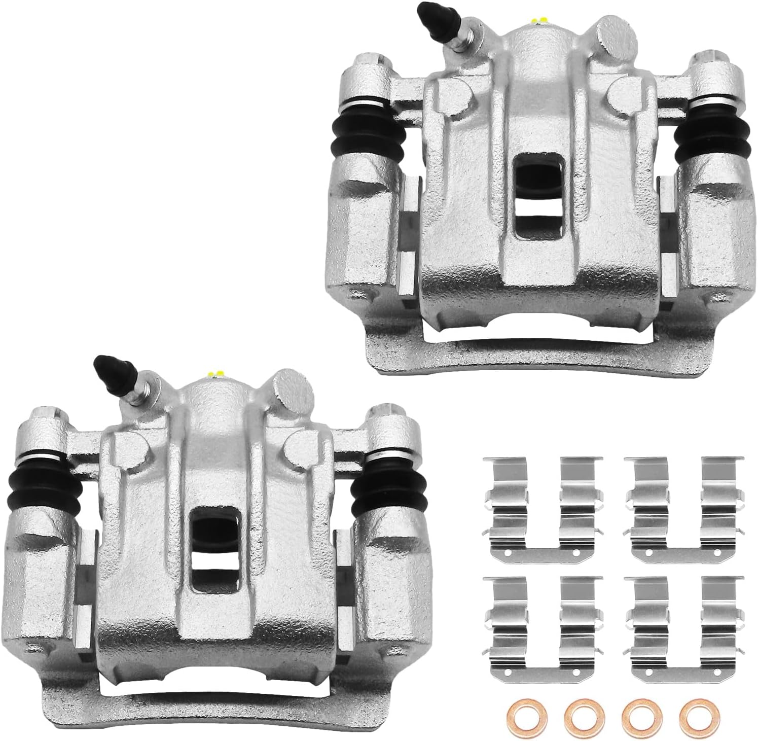 Rear Disc Brake Caliper Assembly with Bracket Compatible with Select Kia, Hyundai and Dodge Models - Rio/Rio5 2006-2007, Forte/Forte Koup, Forte5 2010-2013, Accent 2006-2007, Attitude 2006-2009