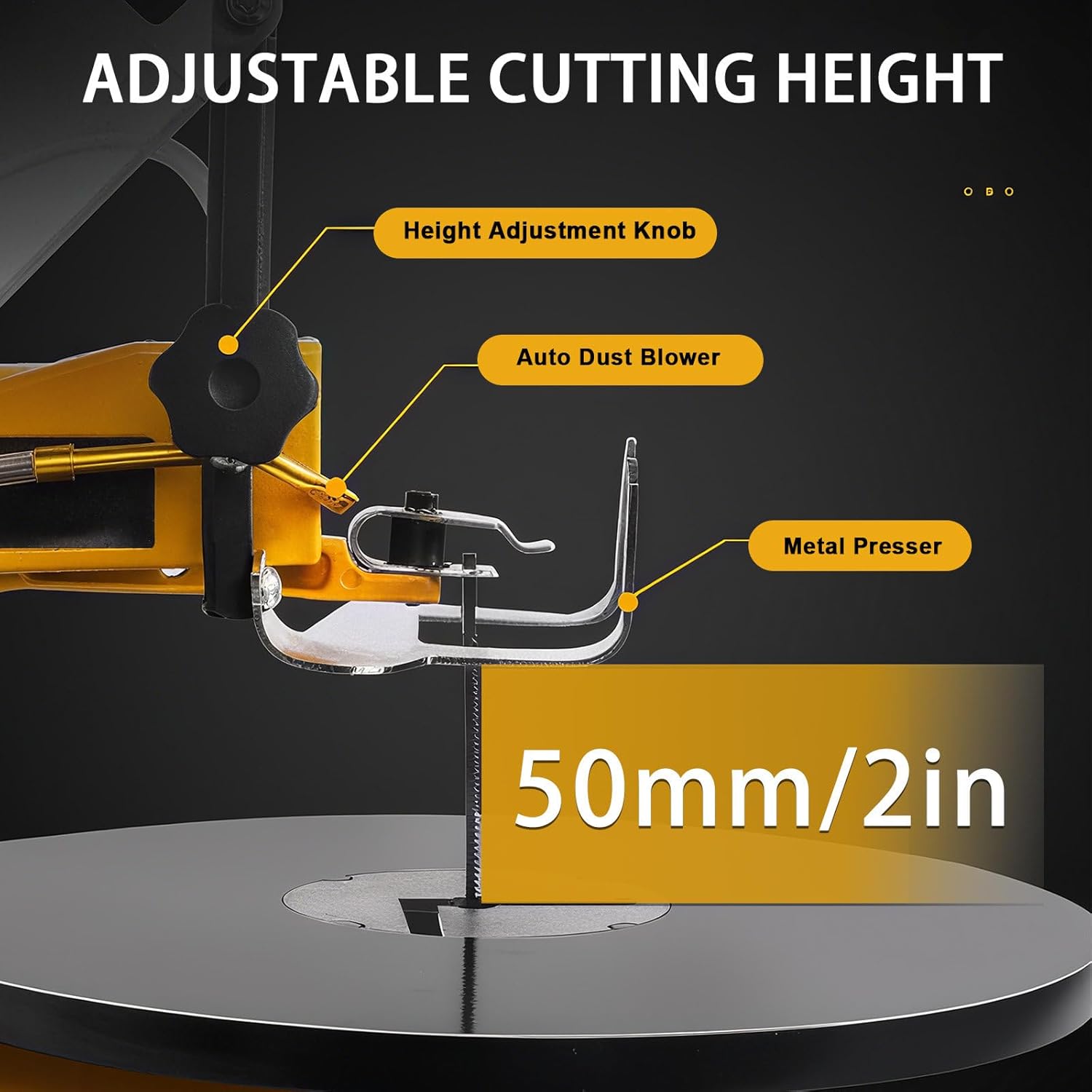 Variable Speed Scroll Saw 16-Inch |0-50mm Cutting Height Adjustable, 45° Bevel Cuts, with Anti-Vibration Base & 10 Saw Blades | for Detailed Wood Art & DIY Projects StandardModel