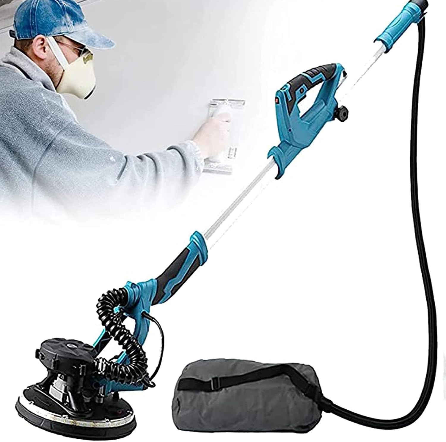 Drywall Sander,Electric Drywall Sander with Vacuum 98% Dust Removal,Variable Speed 1000-2100 RPM Drywall Power Sander with Extendable Handle 20sheetsofsandpaper