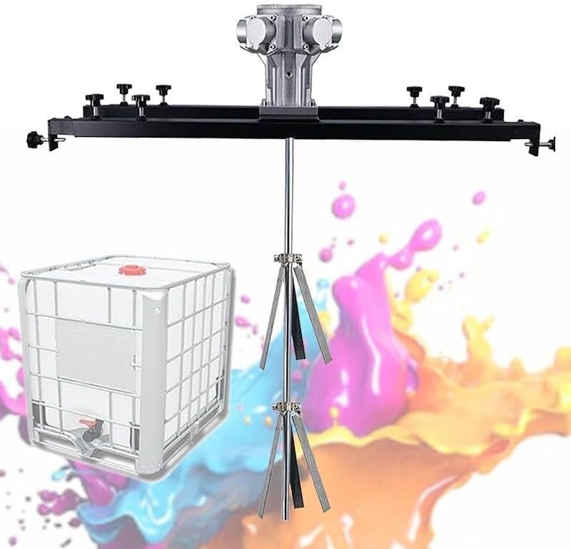 Tank Mixer Machine 1/2HP 3/4HP 1HP, No-Load RPM: 2500RPM 1800RPM 1000RPM, Pneumatic Bracket Mixer, Paint Stirring Machine Bracket Air Agitator Paint Mix Tool(3cylinders)