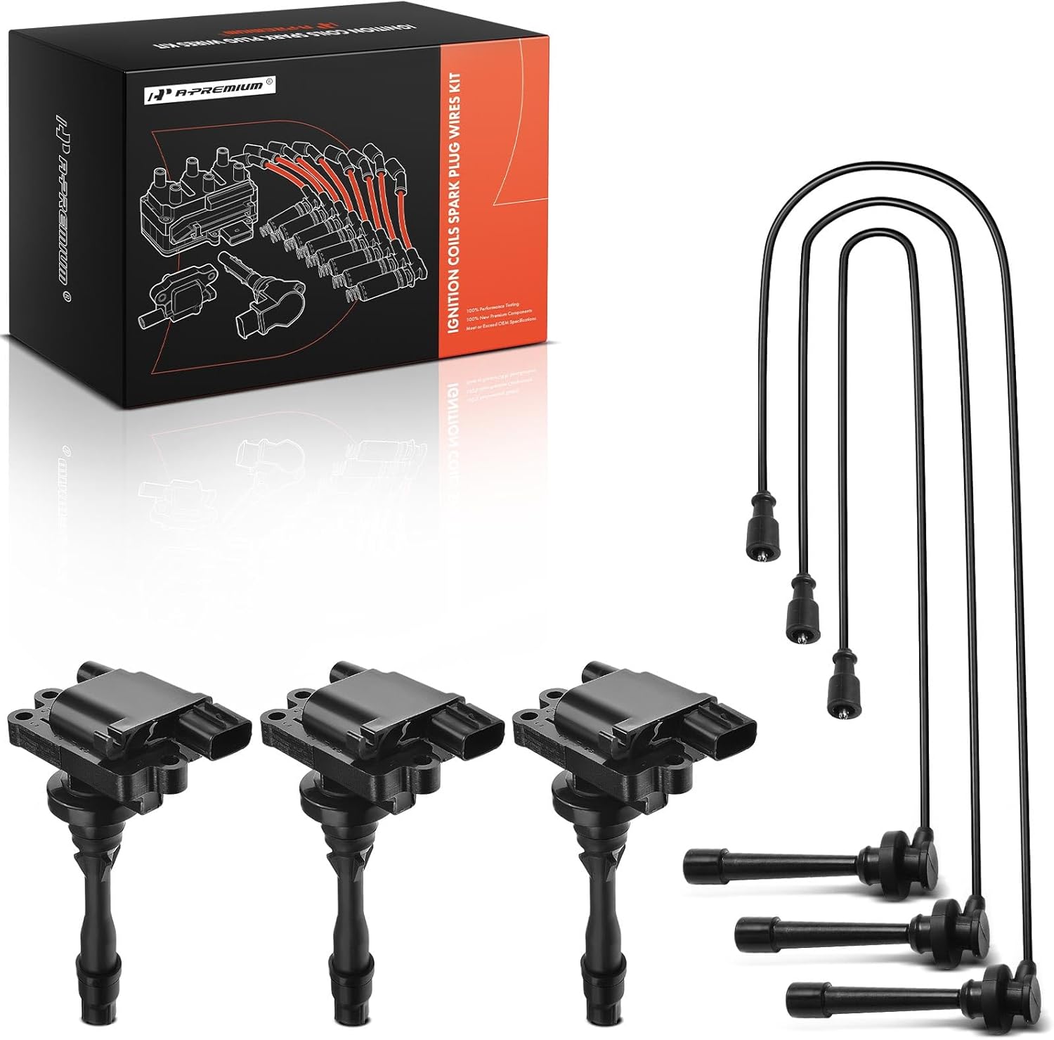 A-Premium 3 Ignition Coils with 3 Wire Compatible with Mitsubishi Montero 2003 2004 2005 2006 3.8L