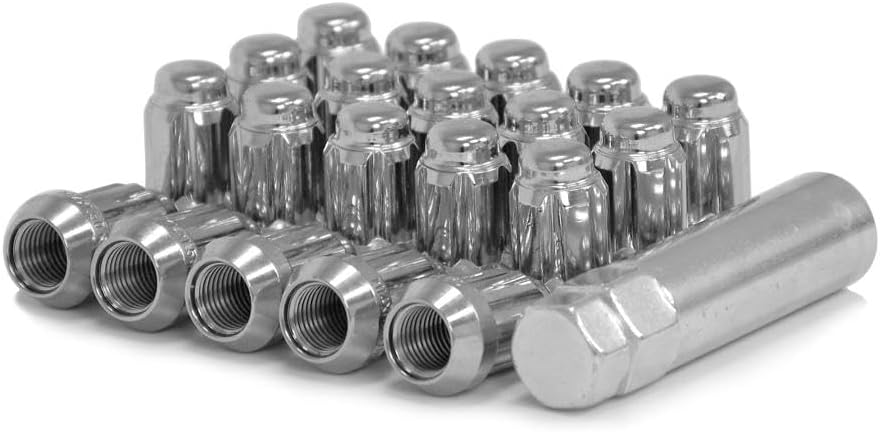 Chrome Spline Lug Nut Kit Compatible with Cars – 14x1.5mm, Set of 20