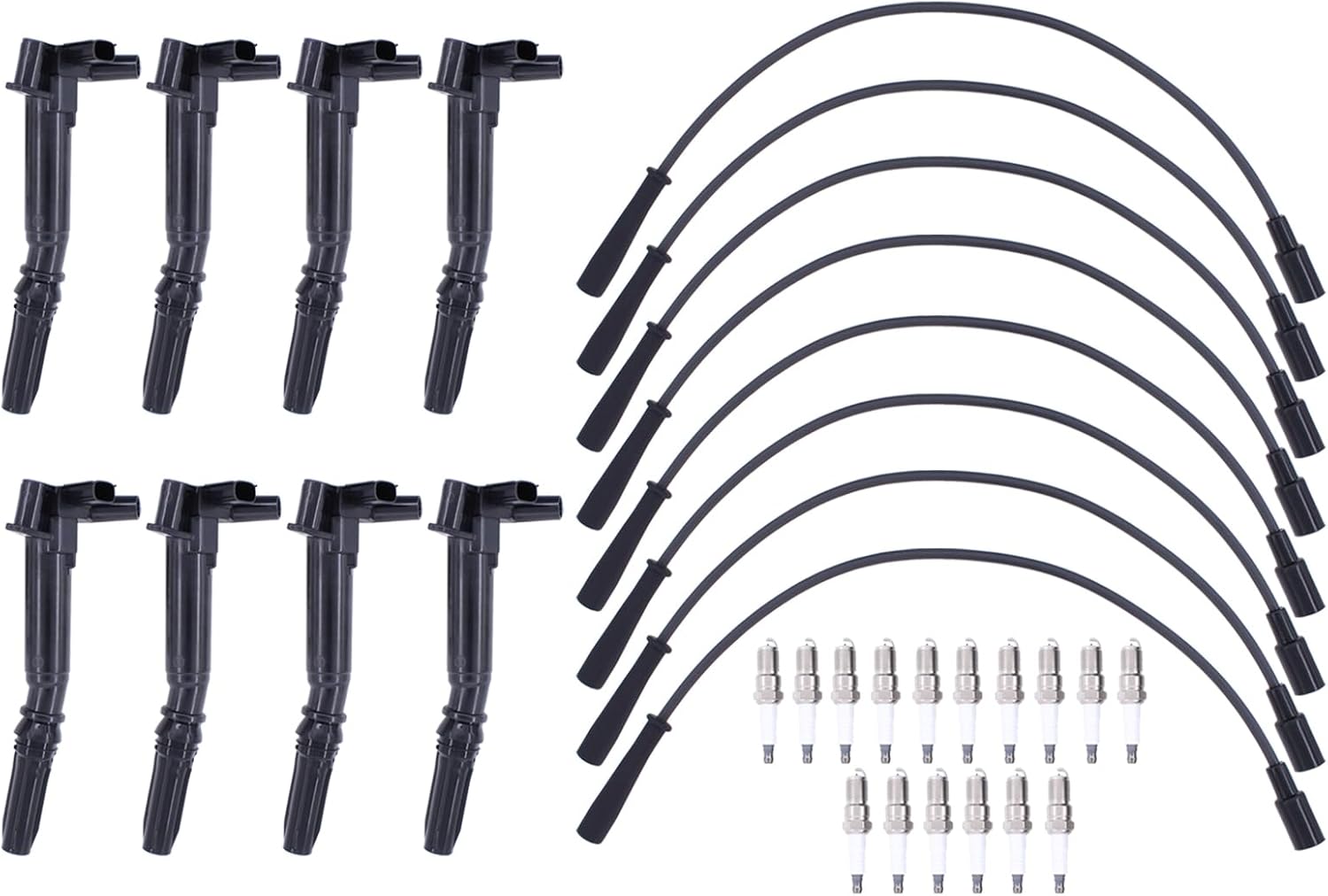 ApplianPar Ignition Coil and Spark Plug Wires for Ford F150 2010-2014, F250 Super Duty 2011-2016, F350 Super Duty 2011-2016, F450 Super Duty 2011-2016, F550 Super Duty 2011-2016 6.2 V8
