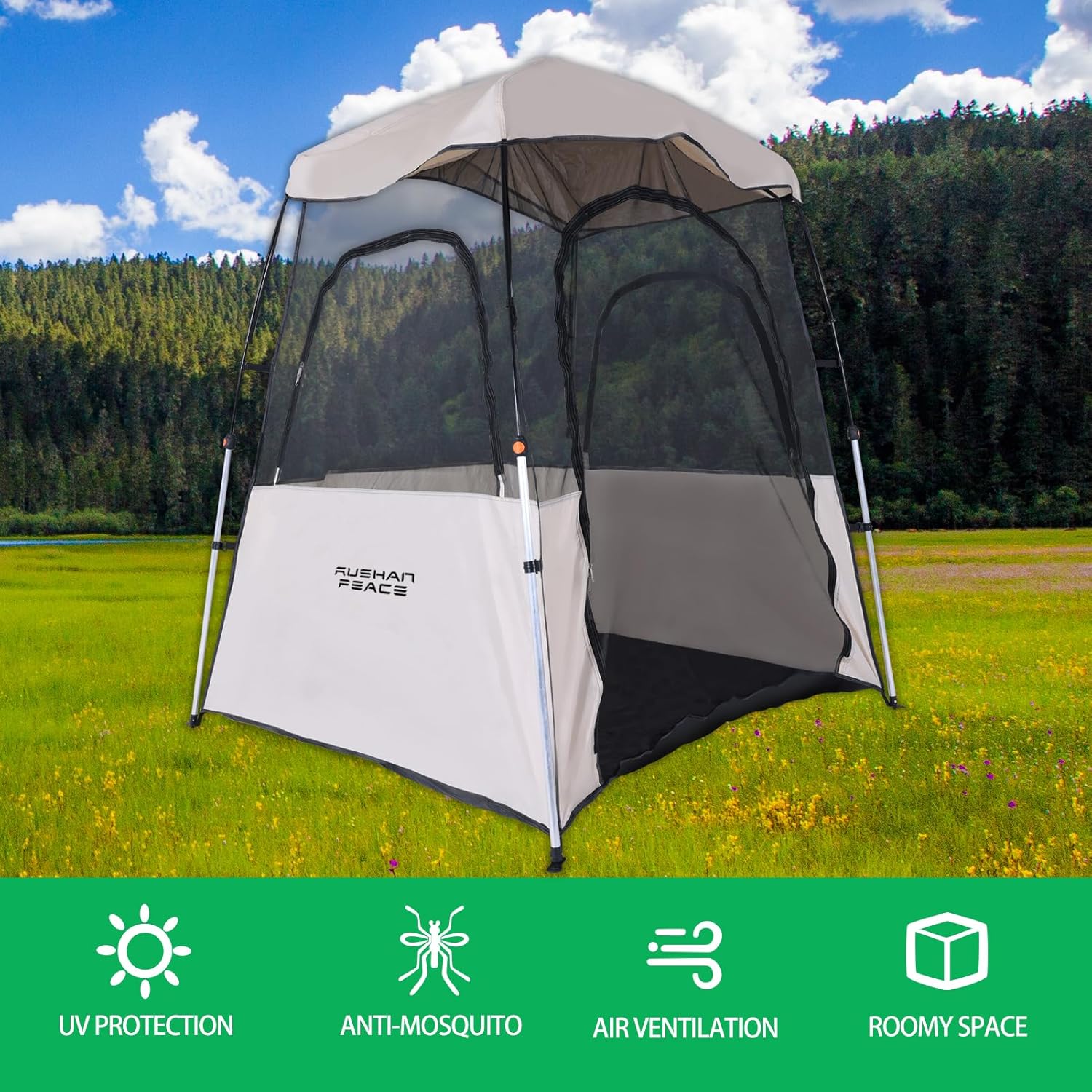Tents for Camping Sport Instant Weather Proof Tent Pop Up Clear View Outdoor Tent with Removable Top Cover and Sealed Floor Mesh Sun Shelter for Sports Events Fishing Cheering