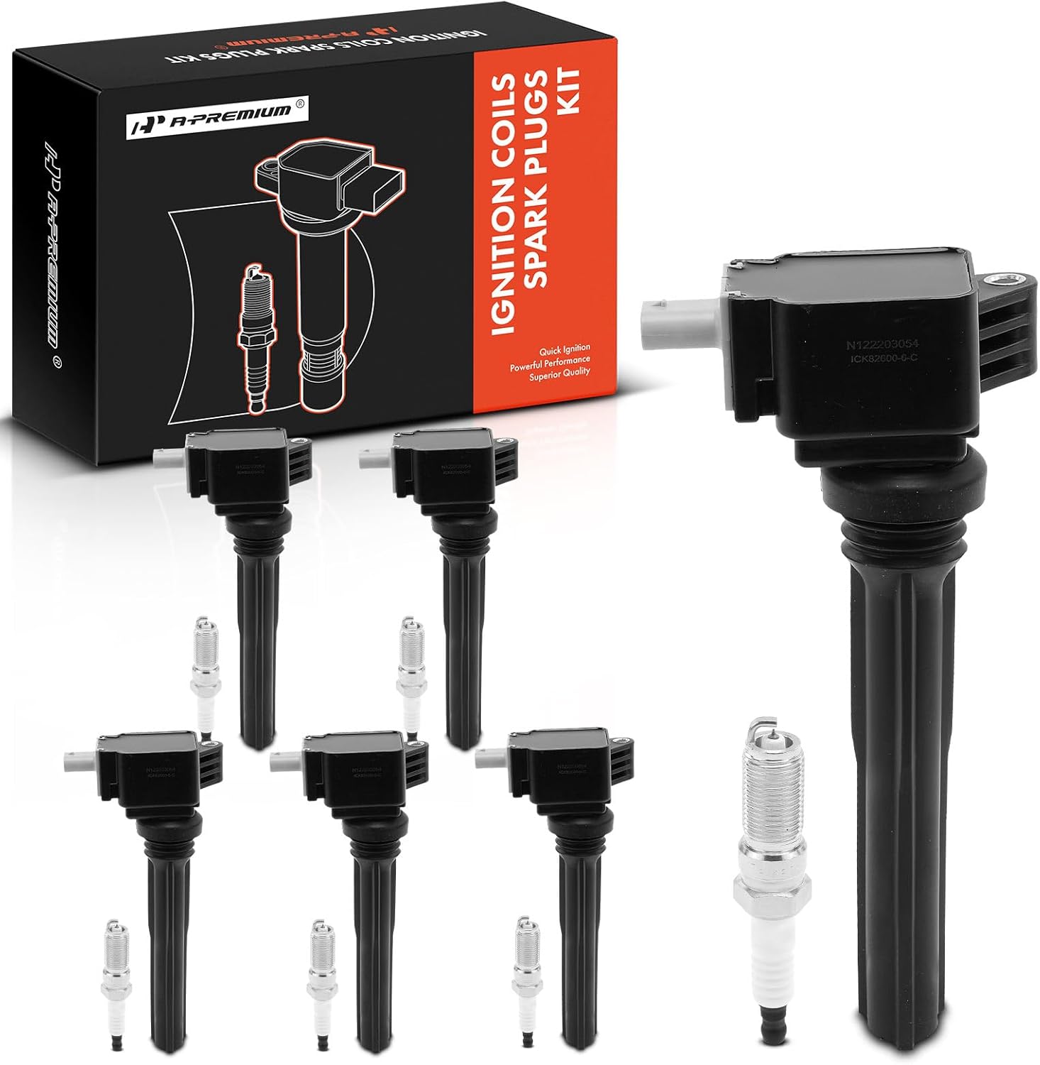 A-Premium Set of 6 Ignition Coil Pack and Iridium Spark Plugs Compatible with Ford 2017-2019 F-150, 2018-2019 Expedition & Lincoln 2018-2019 Navigator, 3.5L