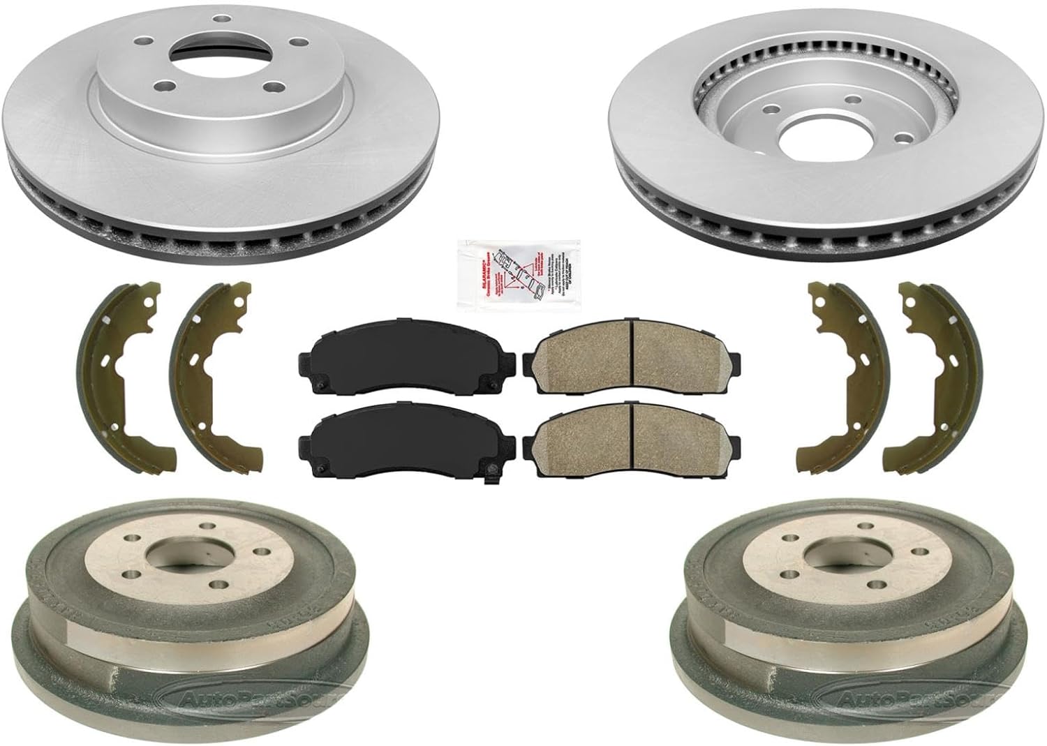 Replacement Parts for Front Disc Brake Rotors Brake Pads Rear Brake Drums Rear Brake Shoes for Chevrolet Equinox 2005 2006 Front Rear Brake Service Kit