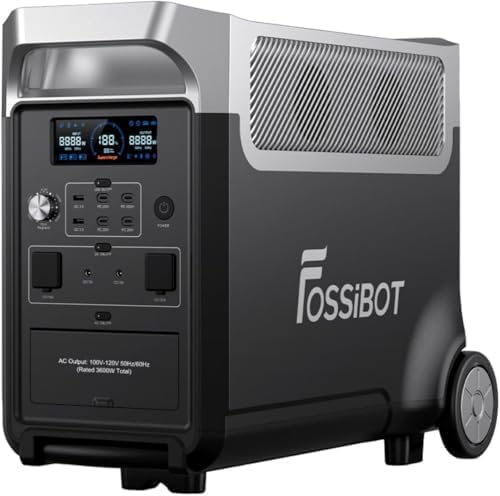 FOSSiBOT F3600 Pro 3840Wh/3600W Portable Power Station & Solar Generator with LiFePO4 Battery, 2H Fast Charging, 5x120V AC Outlets for Home Backup, Camping, RV, Emergencies, Off-Grid Living