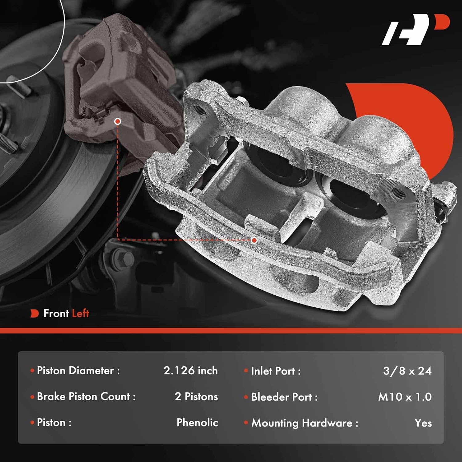 A-Premium Disc Brake Caliper Assembly with Bracket Compatible with Select Ford Models - For F-150 2009, Lobo 2009-2014, Pickup - Front Left Driver Side