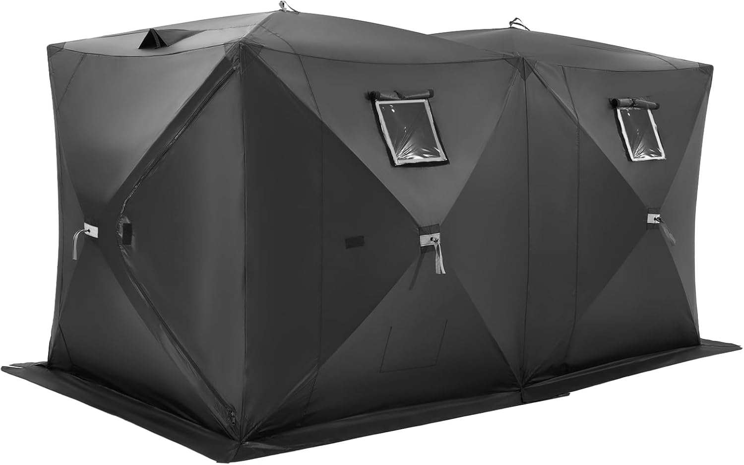 VEVOR Pop-Up Ice Fishing Tent – Portable Hub-Style Shelter with Insulated & Non-Insulated Options, Multiple Sizes for 1 to 8 Persons, Waterproof Oxford Fabric, Includes Anchors, Ropes & Carry Bag