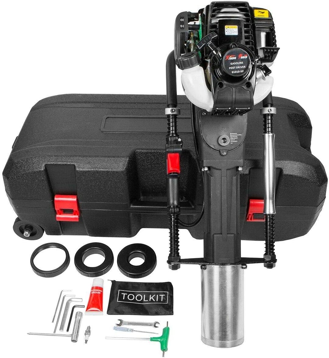 XtremepowerUS 38CC Gas Powered T Post Driver 4-Stroke Pile Driver Hammer Fence Post Driver Piledriver Gasoline Powered T-Post Driver Gas Post Driver