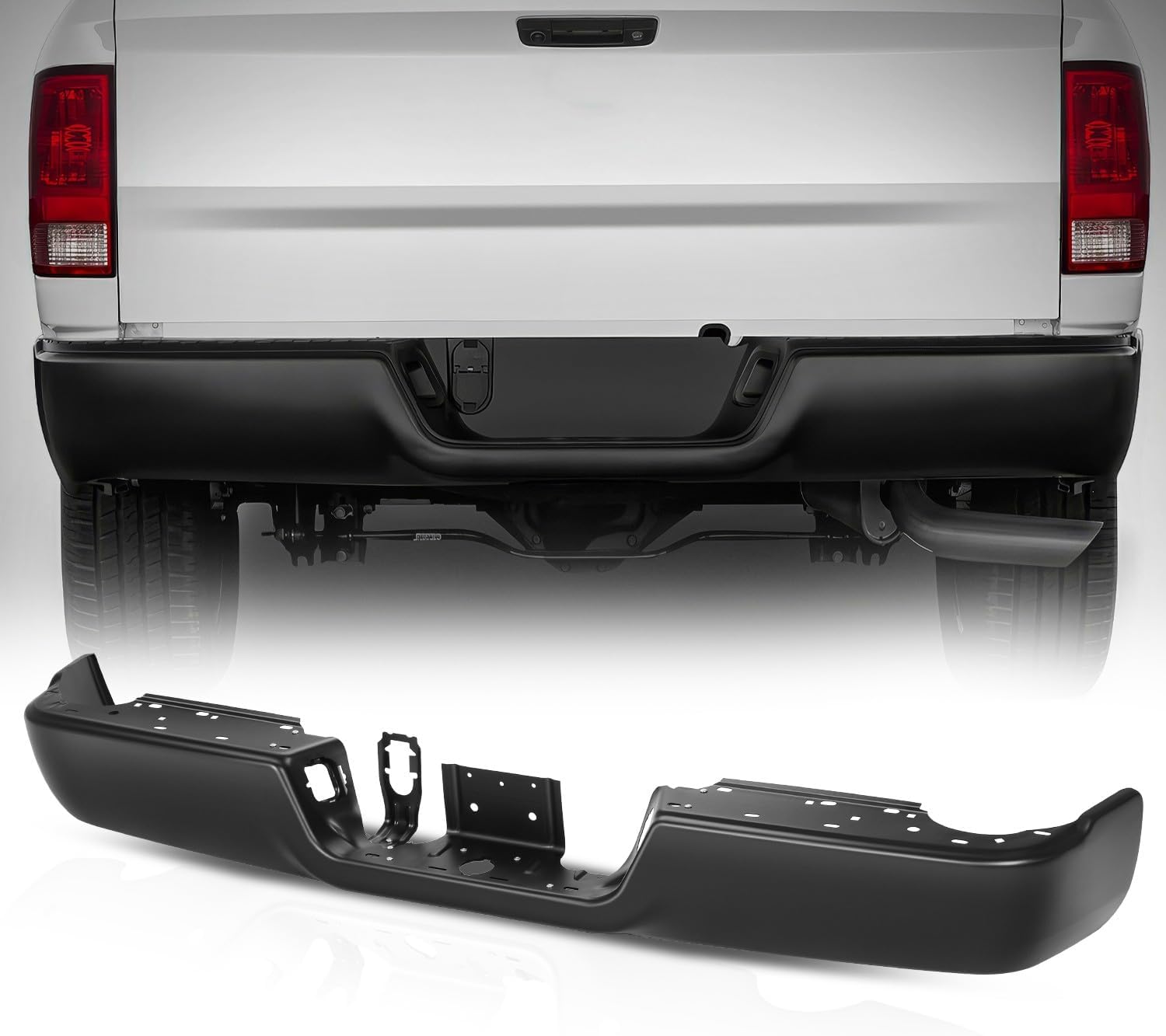 Auto Dynasty Rear Bumper Step Bar Replacement Compatible with 2009-2010 Dodge Ram 1500-3500, 2011-2018 Ram 1500-3500, 2019-2024 Ram 1500 Classic, CH1102372, Black