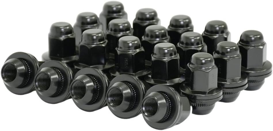 Black Factory Shank Lug Nut Kit with Washer Compatible with Toyota Tundra, Sequoia, Lexus LX570 – 14x1.5mm, 7/8