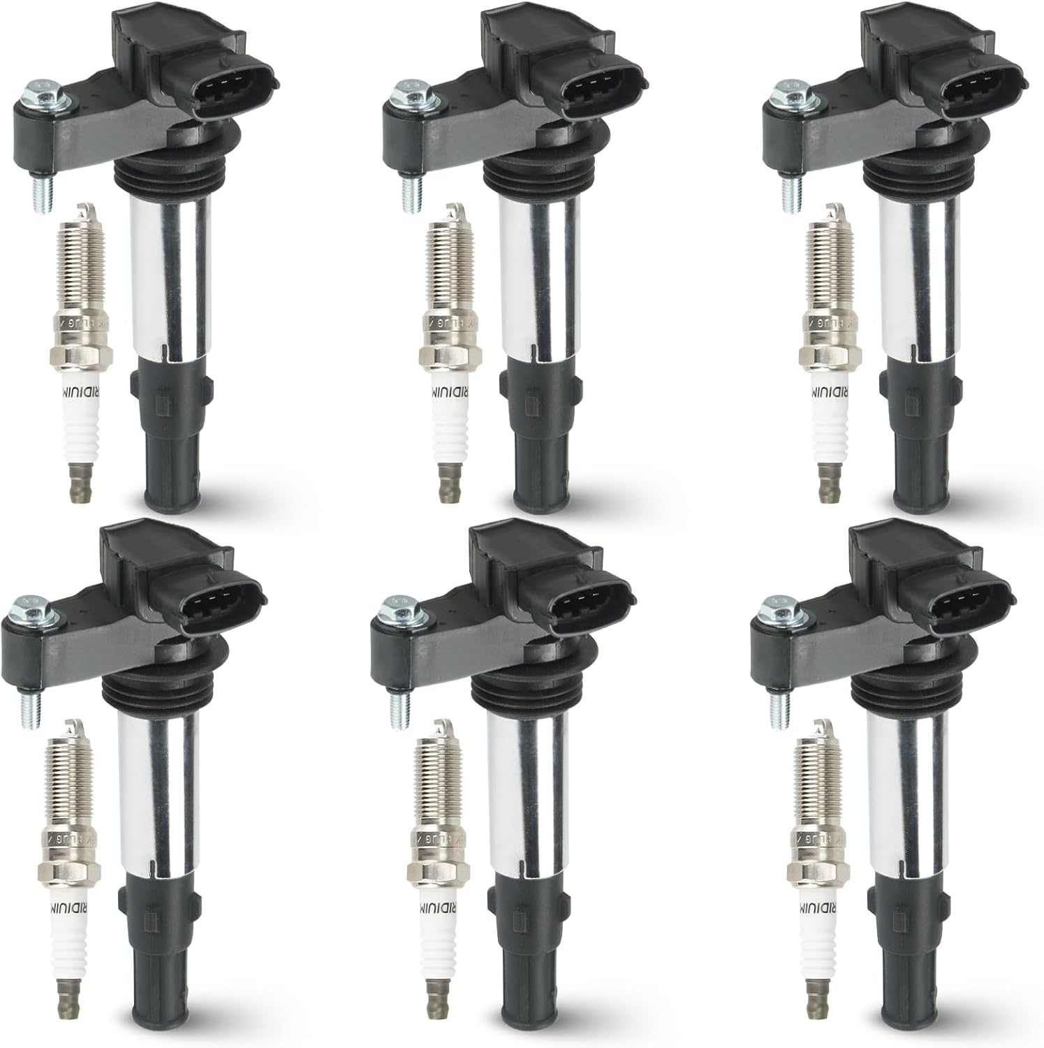 6PCS Ignition Coil Pack with 6PCS Iridium Spark Plug Compatible with Buick Enclave Allure LaCrosse Rendezvous Cadillac CTS SRX STS Chevrolet Traverse GMC Saturn 2.8L 3.6L, Replace for UF375
