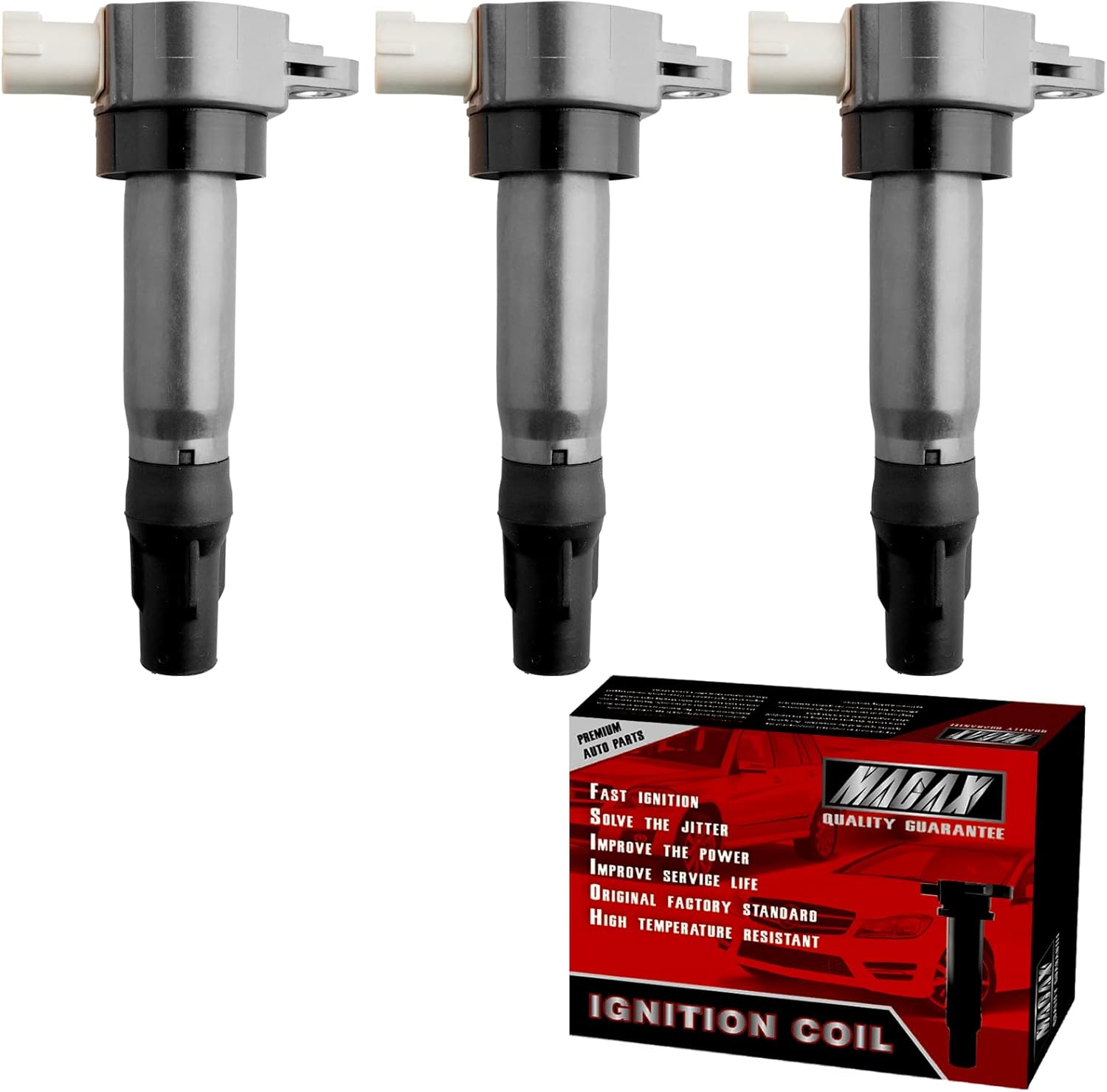 Set of 3 Ignition Coils GN10674 UF681 Compatible with Smart Fortwo 2005-2015 1.0L 0.8L Electric - Replaces ICA64178, ICA64270,FK0343