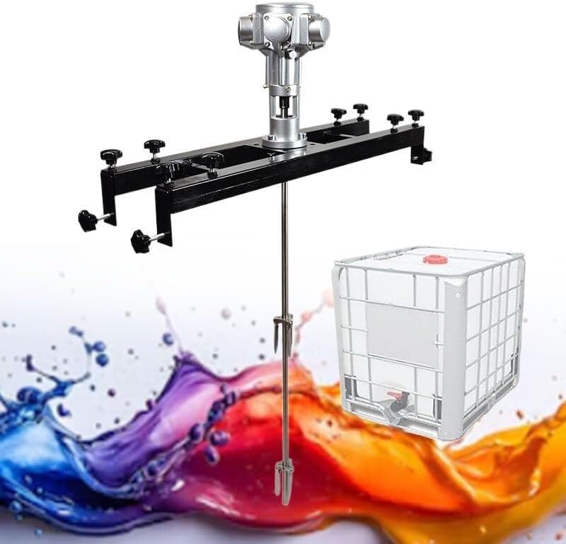 Electric Tank Mixer Machine 1/2HP, Speed: 0-2500RPM, Stirring Capacity: 1000L, Adjustable Size, for Paint Coating Materials Viscous Liquid Ink Dissolver(3cylinders)