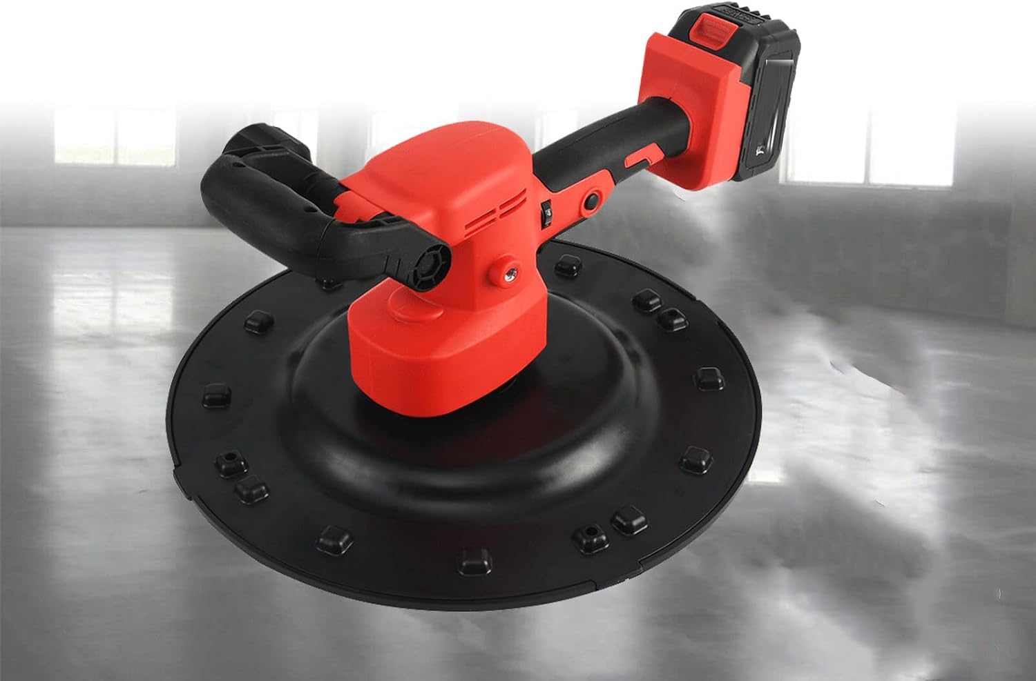 1680W Electric Wall Smoothing Polishing Machine - Hand-Held Cement Mortar Trowel, Putty & Plaster Smoothing Tool with 2 Batteries for Professional Finish