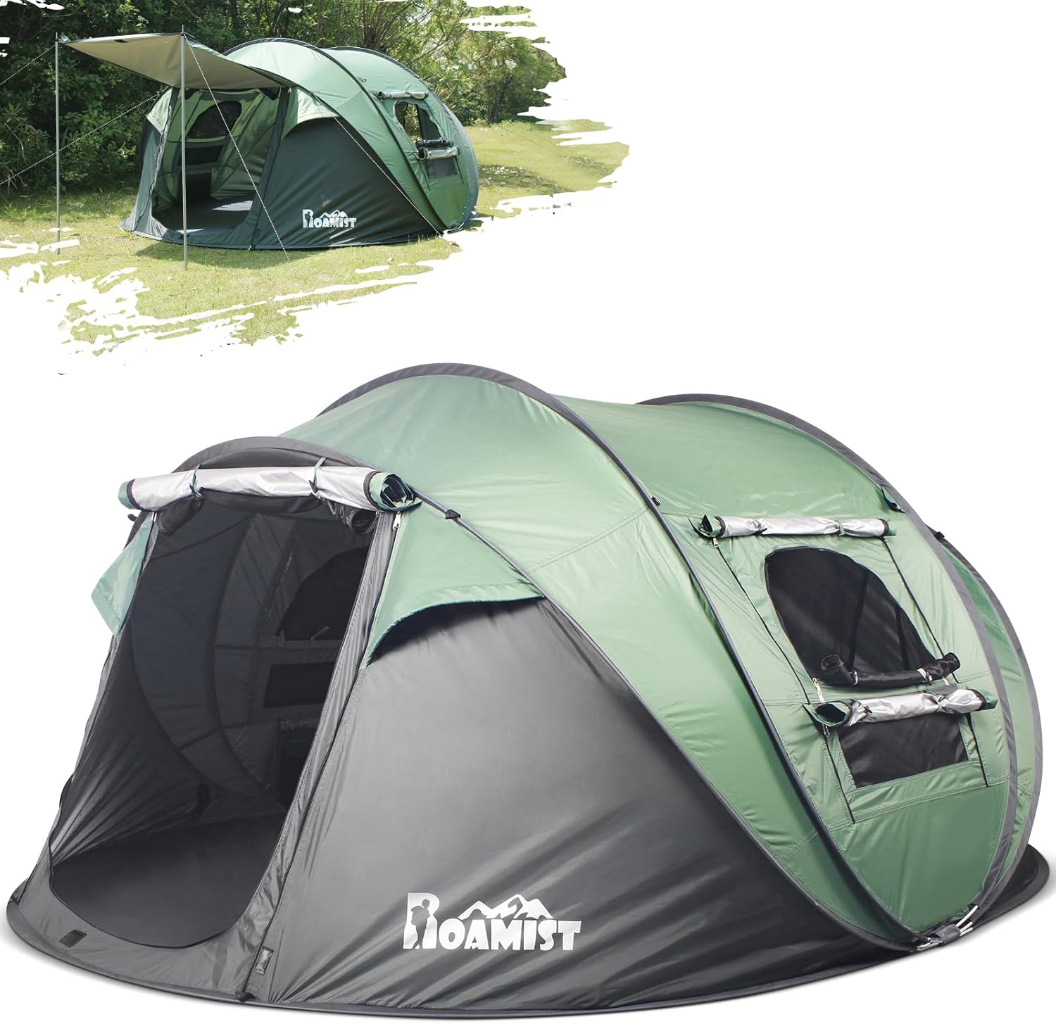 Tents for Camping, 2/3/4 Person Easy Pop Up Tents for Camping, Waterproof Windproof Automatic Setup Camping Tent with Extra Storage, 2 Doors Instant Family Tents for Hiking & Traveling