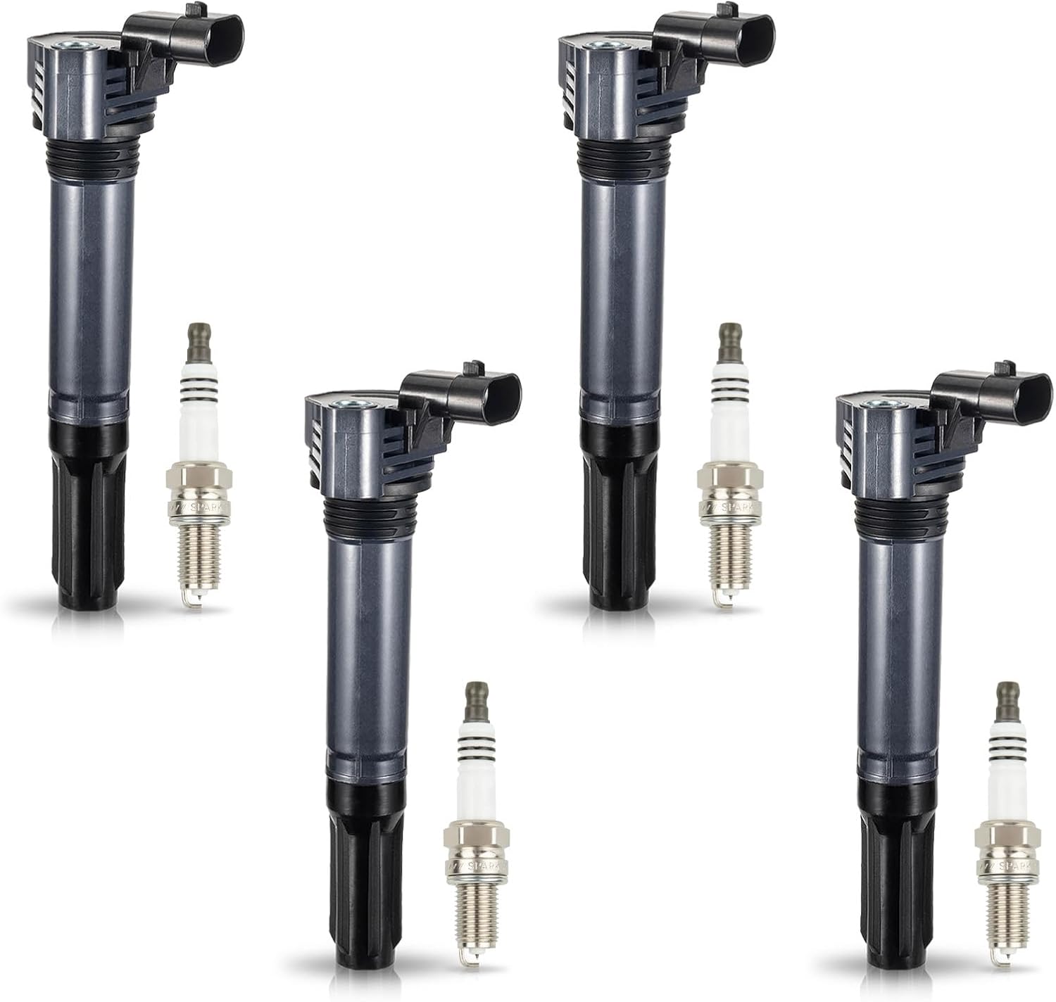 ENA Set of 4 Ignition Coil with 4 Iridium Spark Plug 2012 2013 2014 2015 2016 2017 Compatible with Fiat 500 1.4L Replacement for UF649 68070492AB 68070492AD 68070492AC 5308