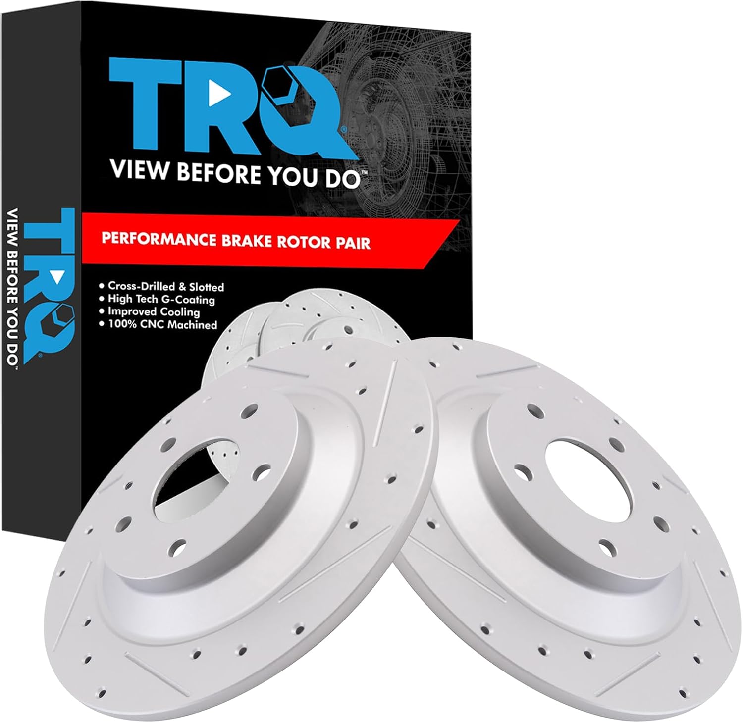 TRQ Rear Brake Rotor Set G Coated Solid Compatible with 2013-2024 Mazda CX-5 2020-2024 CX-30 2022-2023 MX-30 EV