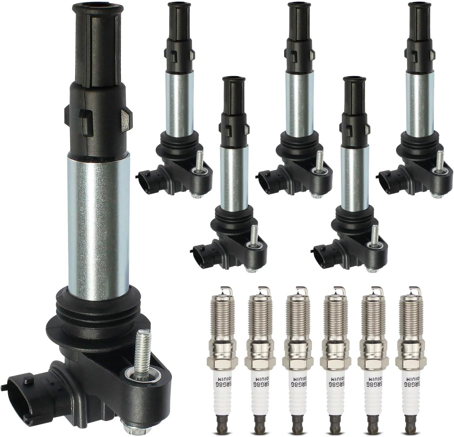 6pcs Ignition Coil 6pcs Iridium Spark Plugs Compatible with Chevy/GMC/Saab/Buick/Saturn/Cadillac V6 Replacement for Replaces C1508 C1645 52-1816 5C1551