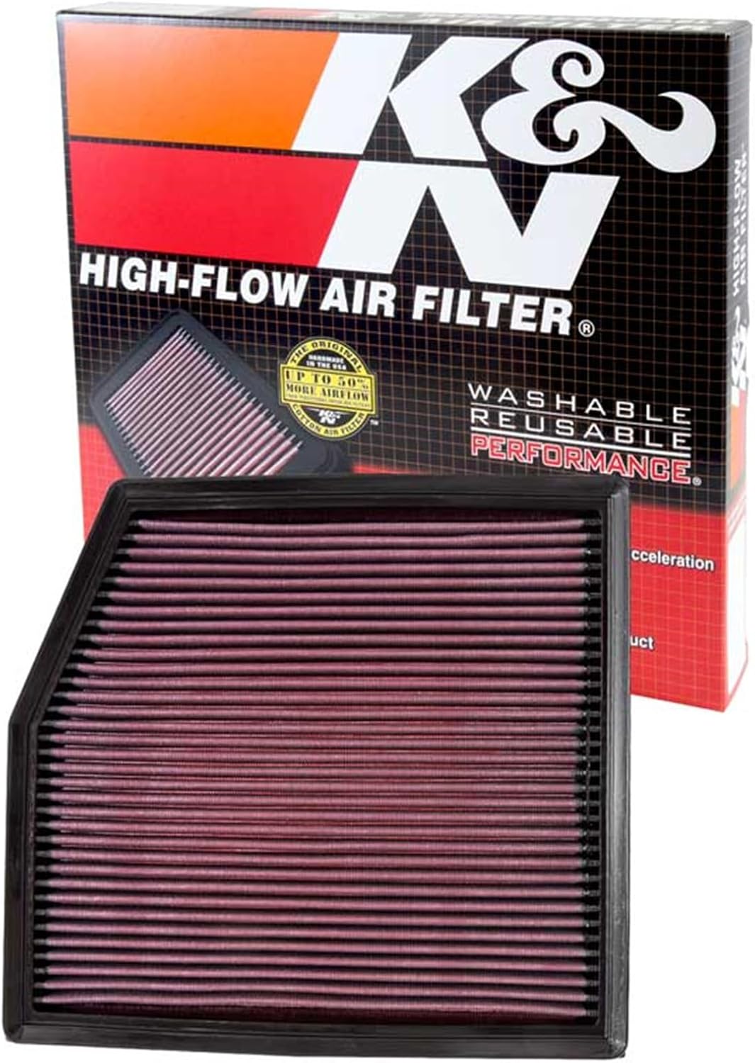 K&N Engine Air Filter: Increase Power & Acceleration, Washable, Premium, Replacement Car Air Filter: Compatible with 2010-2015 BMW L6 (X1, 135i, 335i Coupe), 33-2458
