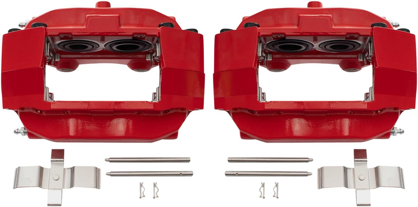 TRQ Front Performance Brake Caliper Set Red Compatible with 2004 INFINITI G35 2003-2009 Nissan 350Z