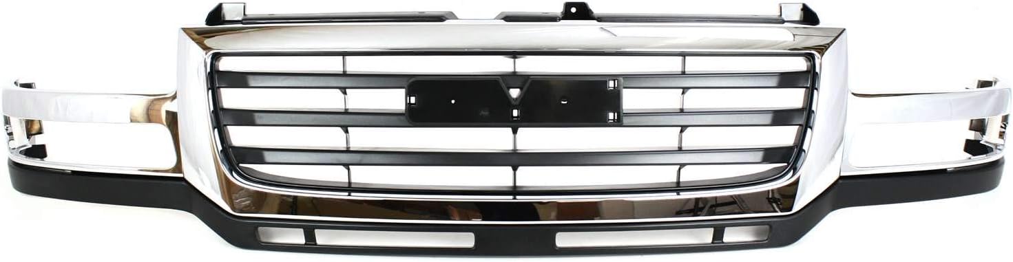 Garage-Pro Front Grille Assembly For 2003-2006 GMC Sierra 2500 HD, 2007 Sierra 2500 HD Classic, 2003-2006 Sierra 3500, Chrome Shell, Painted Black Insert, Automotive Exterior Accessories