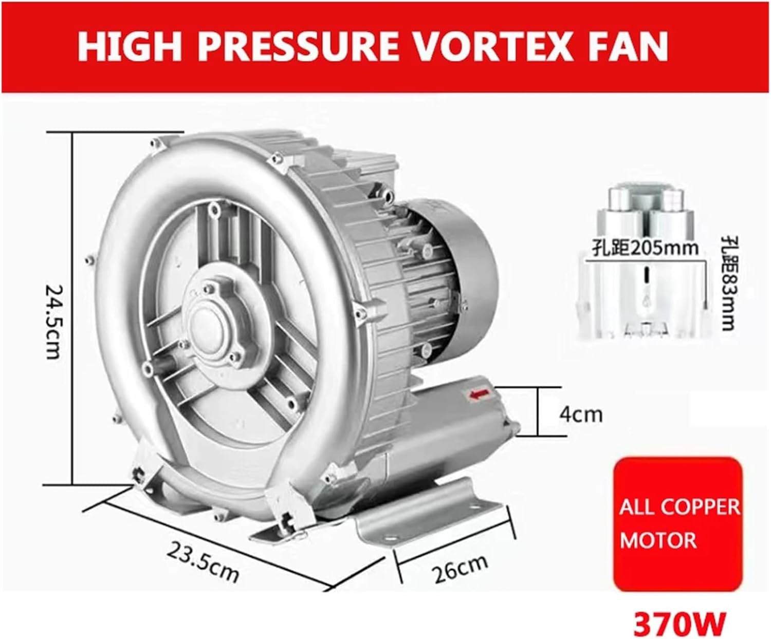 1pc High-Pressure Vortex Fan - Industrial Oxygenated Vortex Gas Pump with Strong Suction -for Multi-Purpose use(220v 370w)