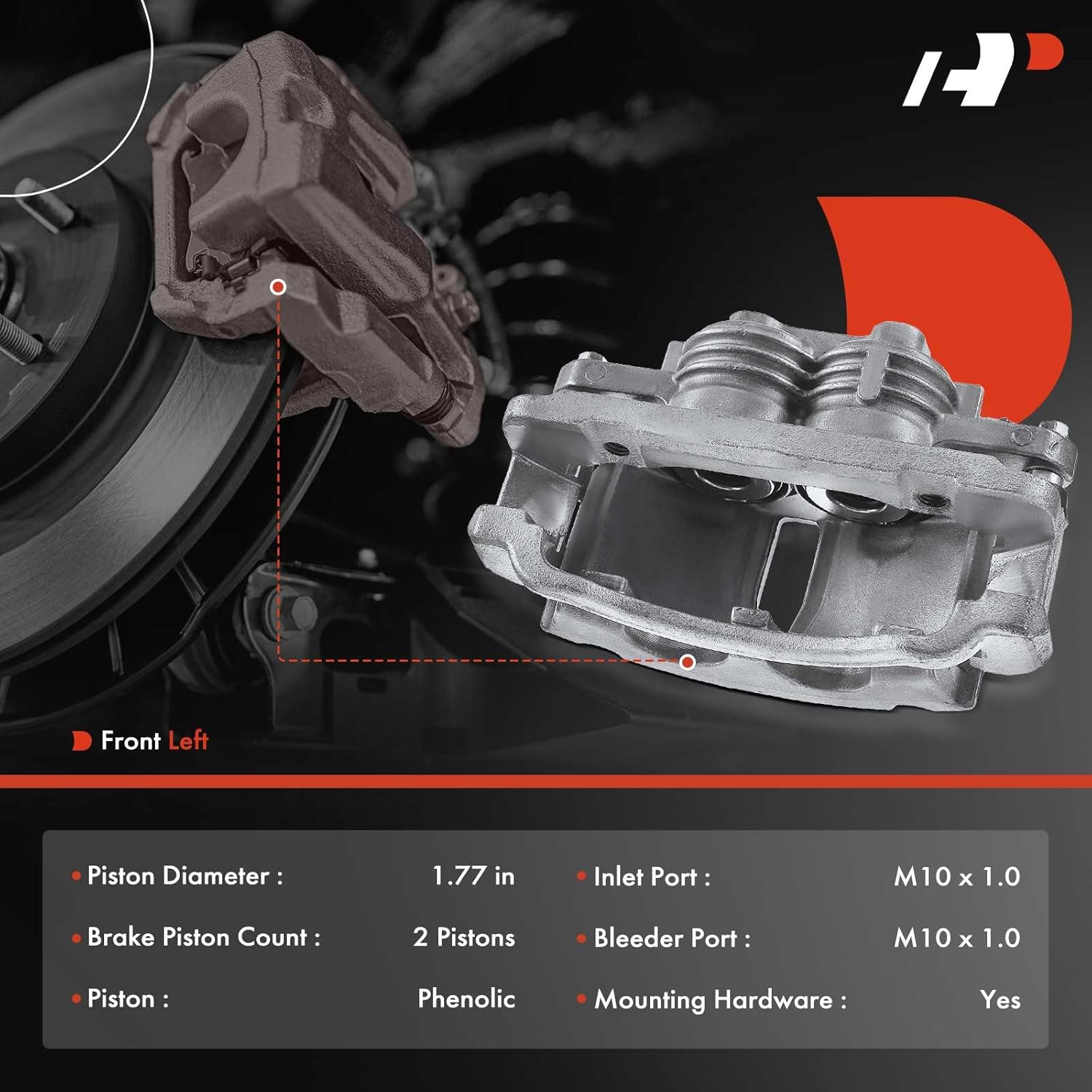 A-Premium Disc Brake Caliper Assembly with Bracket Compatible with Select Ford Models - For Mustang, 1999 2000 2001 2002, 3.8L 4.6L - Front Left Driver Side
