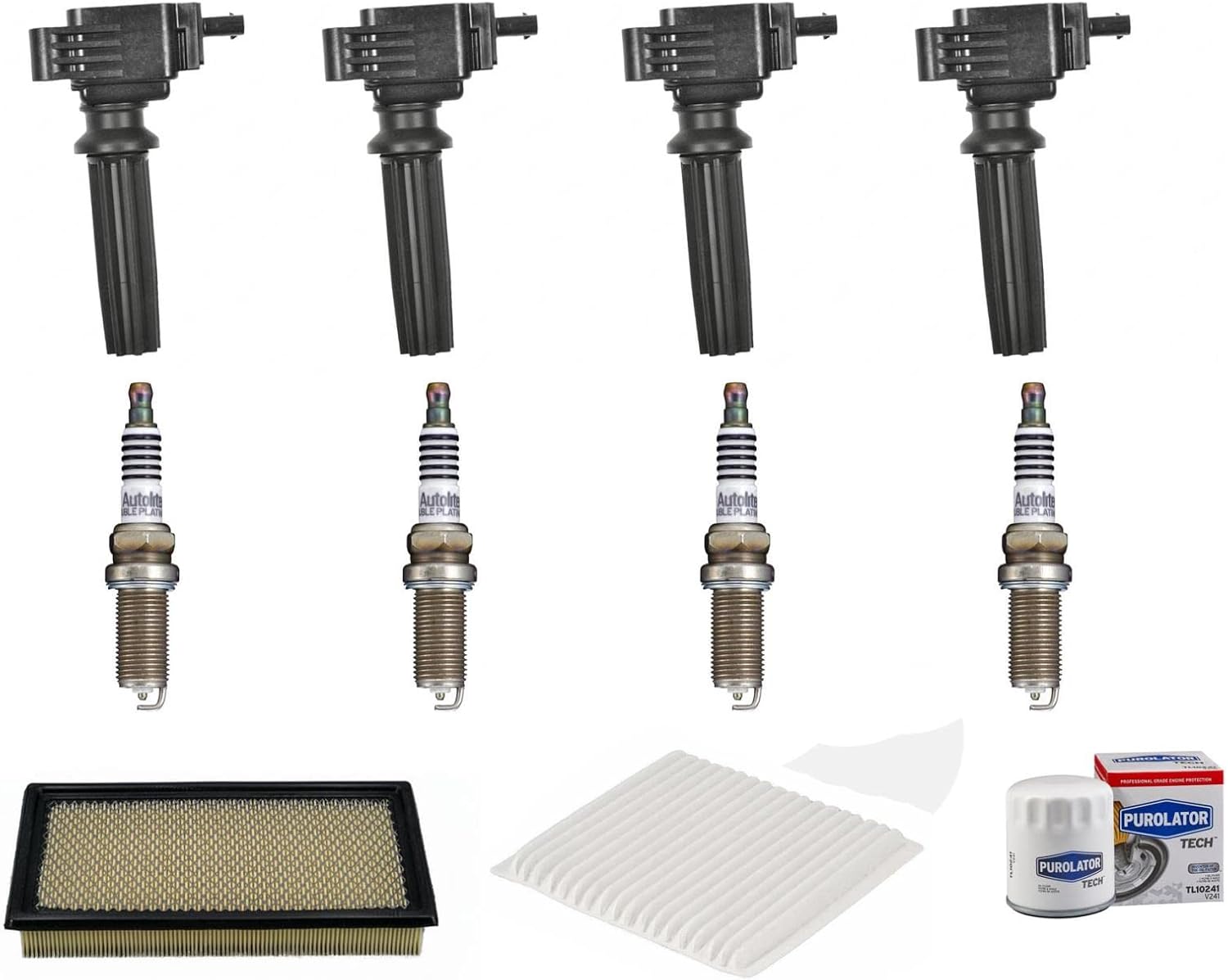 Direct Ignition Coils Spark Plugs Tune Up Replacement Parts For 2012-2015 Ford Edge 2.0L