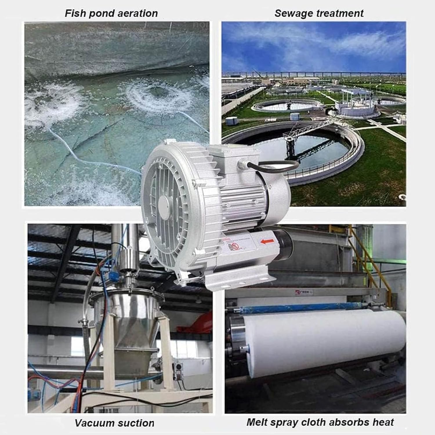 Regenerative Blower High Pressure Vortex Ring Blower Sewage Aeration Vortex Blower Single Phase Turbine Blower Aquaculture Vortex Air Blower Pump,350W/0.47HP