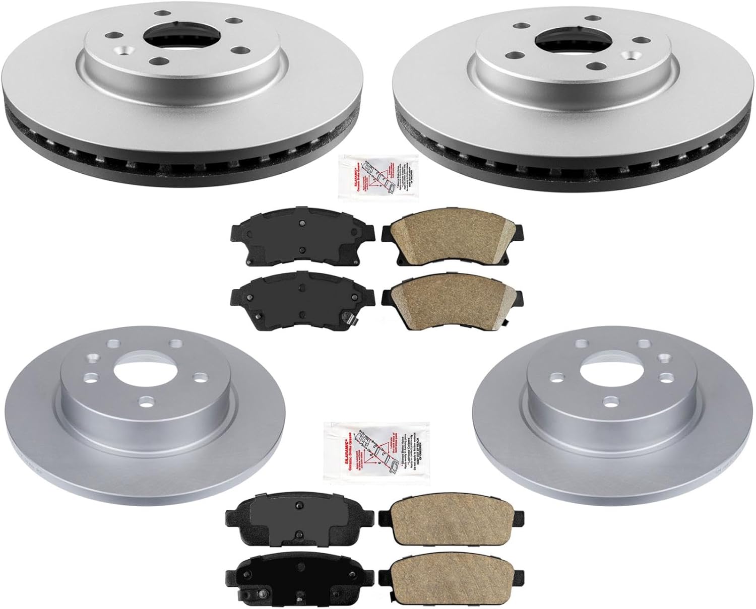 Front & Rear Coated Brake Rotor Brake Pads for Chevrolet Cruze 1.4L & 1.8 10-15
