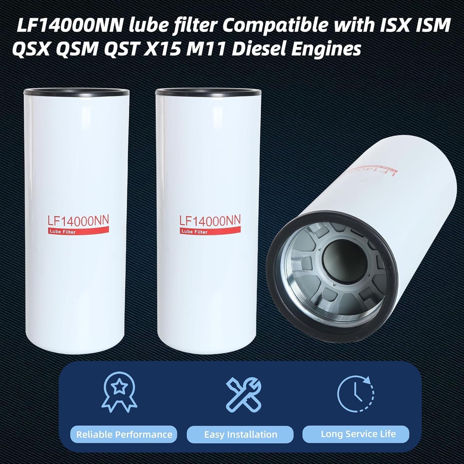 LF14000NN 6Pcs Fuel Filter Compatible With Cummins 4367100 Fits For Cummins ISX ISM QSX QSM QST M11 ISX15 QST30 Diesel Engines