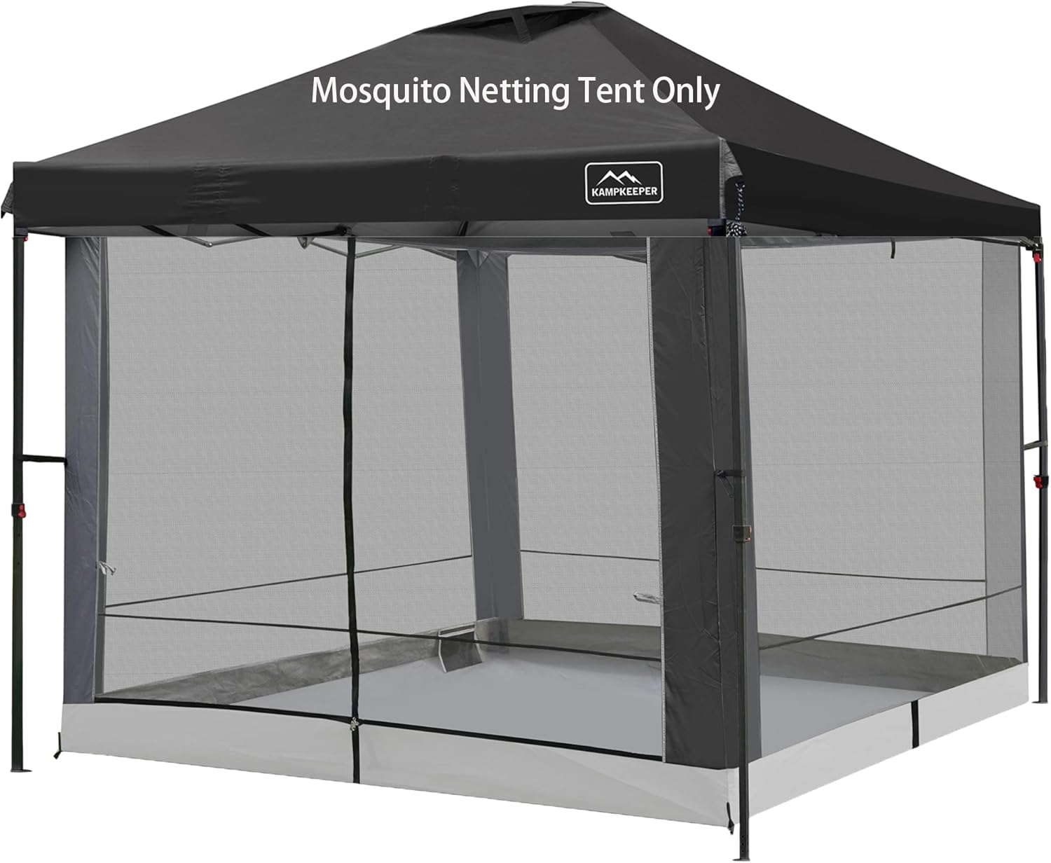 Canopy Universal Mosquito Netting Tent, Converts 10'x10' Canopy Gazebo into Camping Inner Tent, Screen House with Full PE Floors for Outdoor, Backyard. (TOP & Frame NOT Included) Black