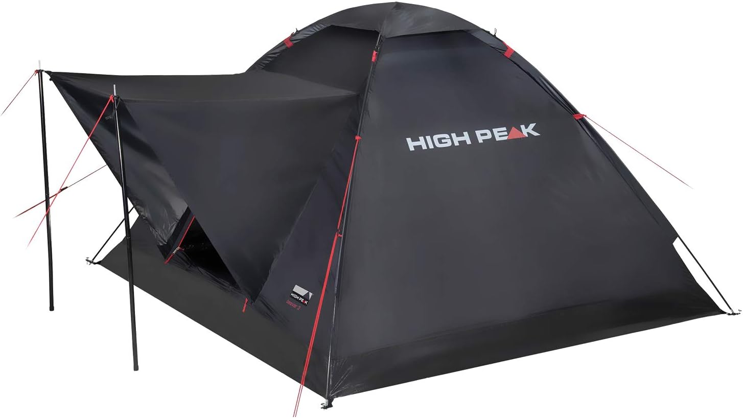 High Peak Beaver 3 Dome Tent, Camping Tent for 3 People, Igloo Tent with Weather Protection Roof, Festival Tent with Bath Base, 1500 mm Waterproof, High Ventilation, Mosquito Protection, Freestanding