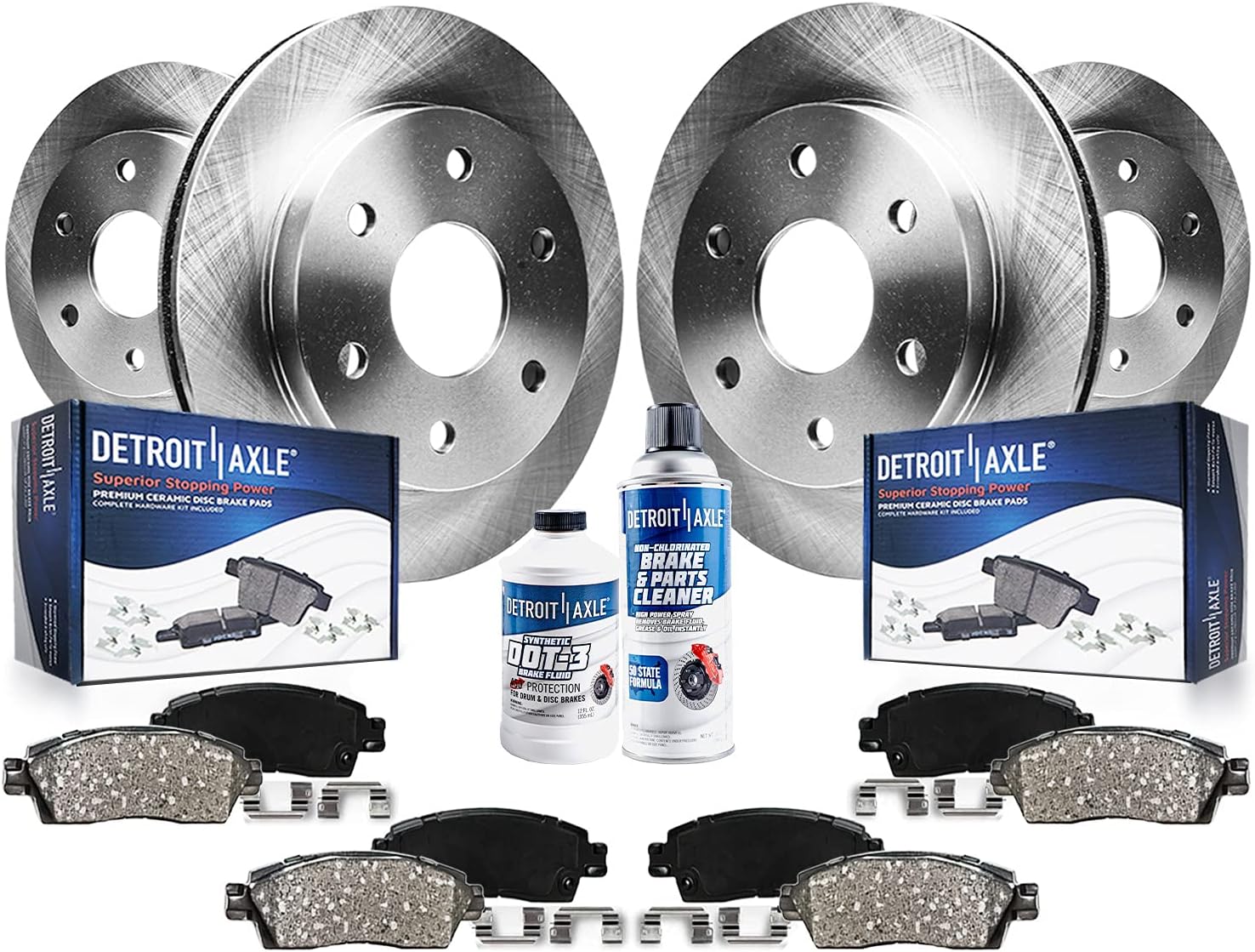 Detroit Axle - Brake Kit for 2010 2011 Ford F-150 Brakes Rotors Ceramic Brake Pads Front and Rear Replacement 6 Lug