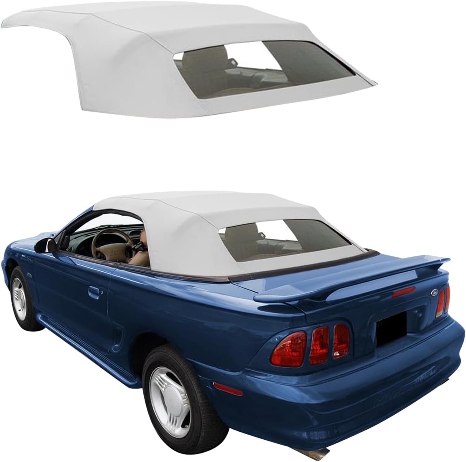 Sierra Auto Tops & Seats Convertible Top for 1994-2004 Ford Mustang - White, Sailcloth Vinyl - Convertible Top Replacement with Heated Glass Window - Mustang Convertible Top, Complete Soft Top