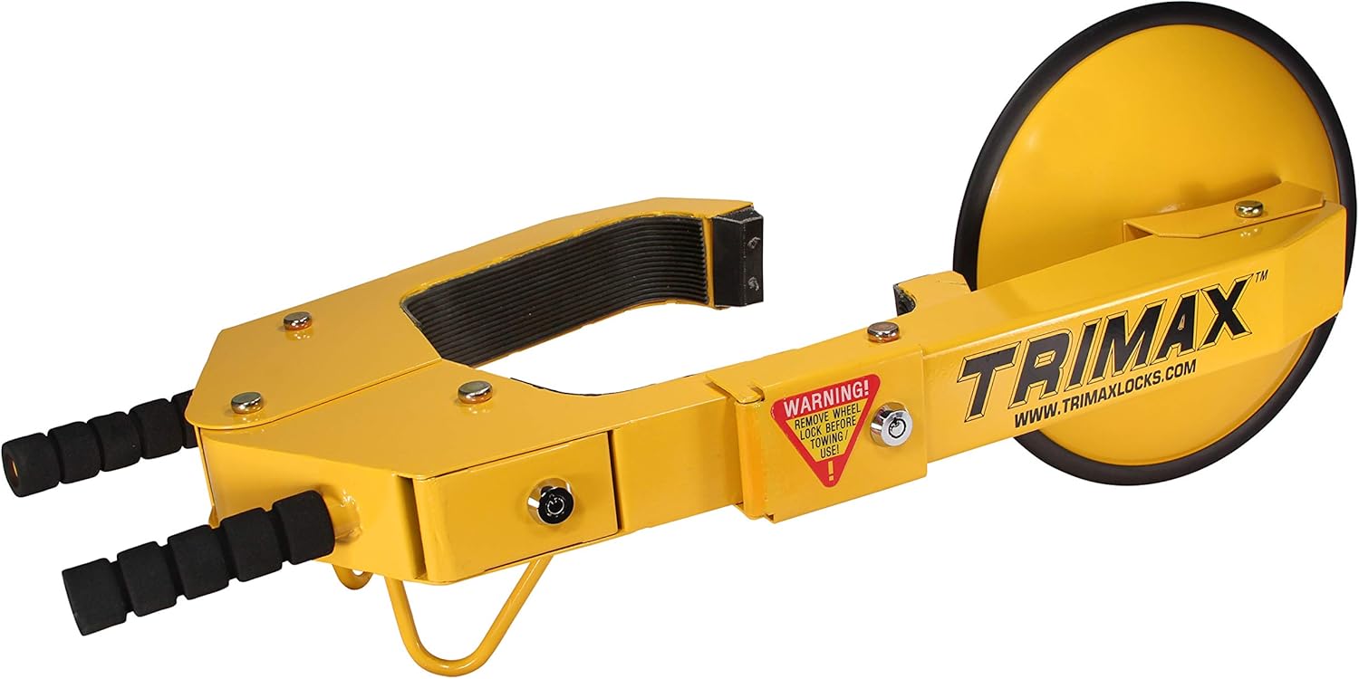 Trimax TWL100 Ultra-Max Adjustable Wheel Lock, Yellow/Black