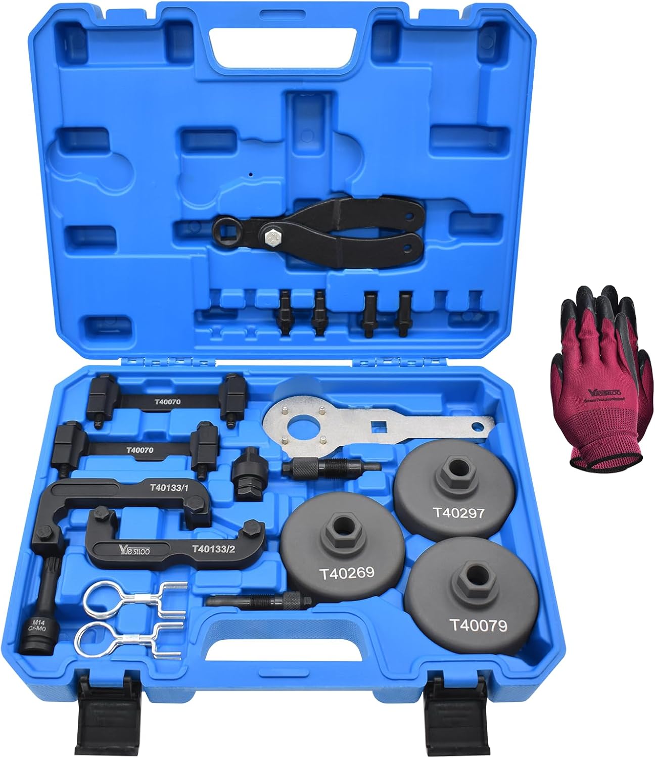 21PCS Camshaft Timing Tool Kit, Compatible with Audi VW EA837 2.0T 2.4 2.5 2.8 3.0T 3.2T 4.2 5.2 Engine, T40133 T40070 T40079 T40269 T40297 T10172 T3242 T40069 T40058 T40071 T10355 M14