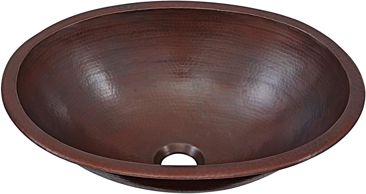 12 in. Drop-in Or Undermount Copper Bathroom Sink in Aged Brown Oval Finish Rust Resistant