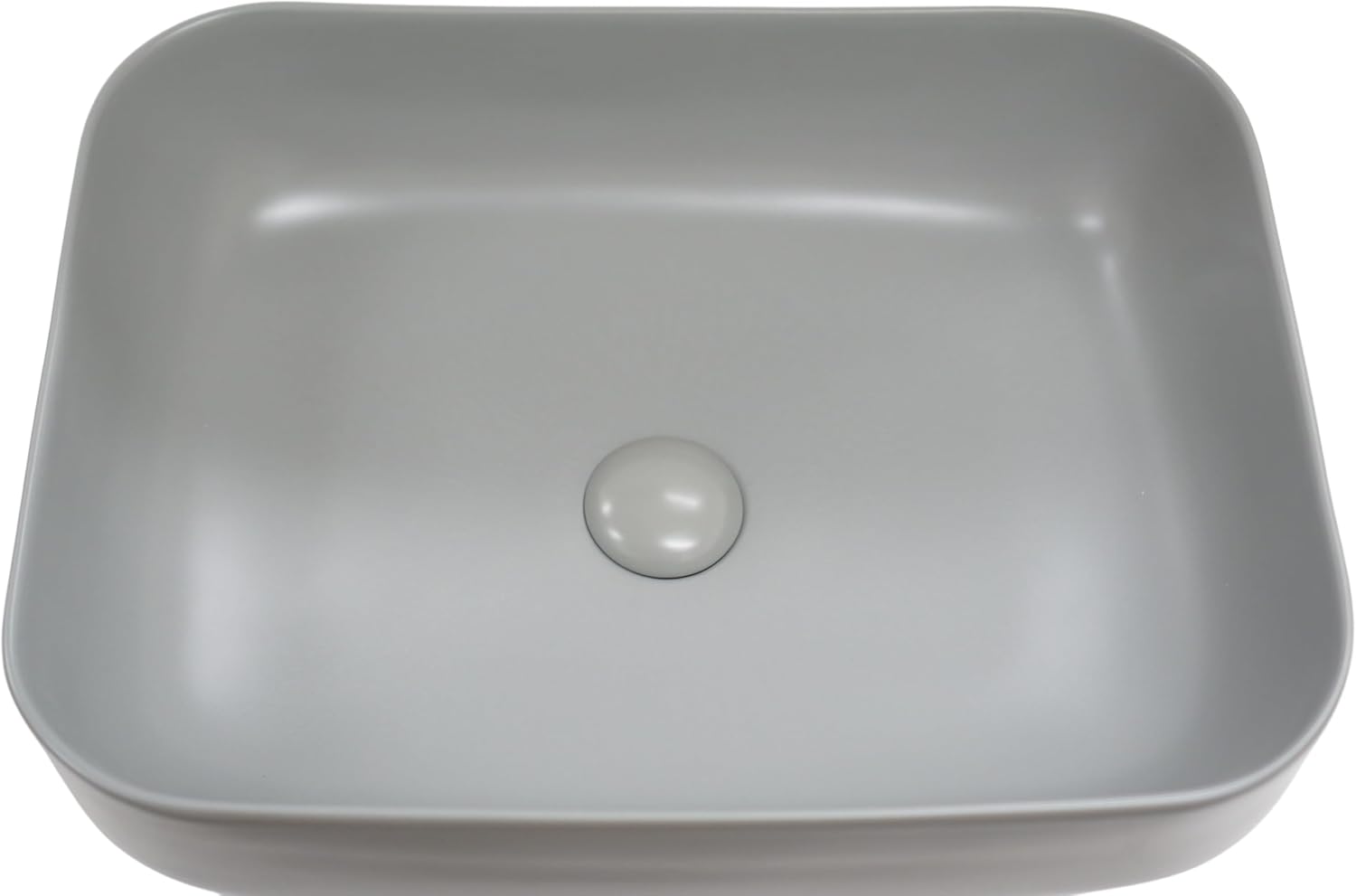Kingsman 20 Inch Bathroom Rectangular Vessel Sink Above Counter Porcelain Ceramic Top Mount Art Basin With Matching Pop-up Drain (Matte Grey)