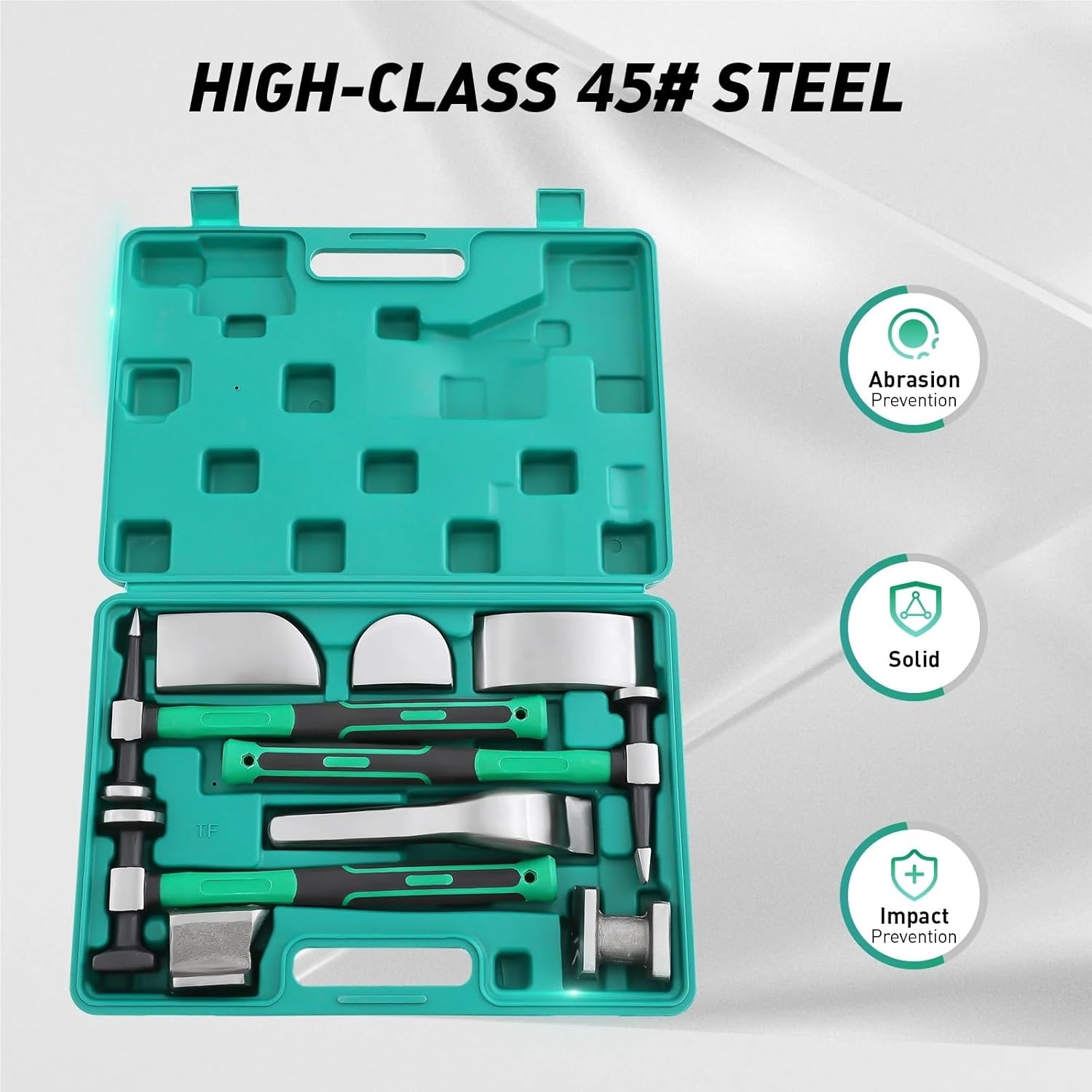 Body Hammer Set 9PCS Auto Body Repair Tool Kit, Sheet Metal Dent Repair Kit, Manual Dent Removal Tools Set