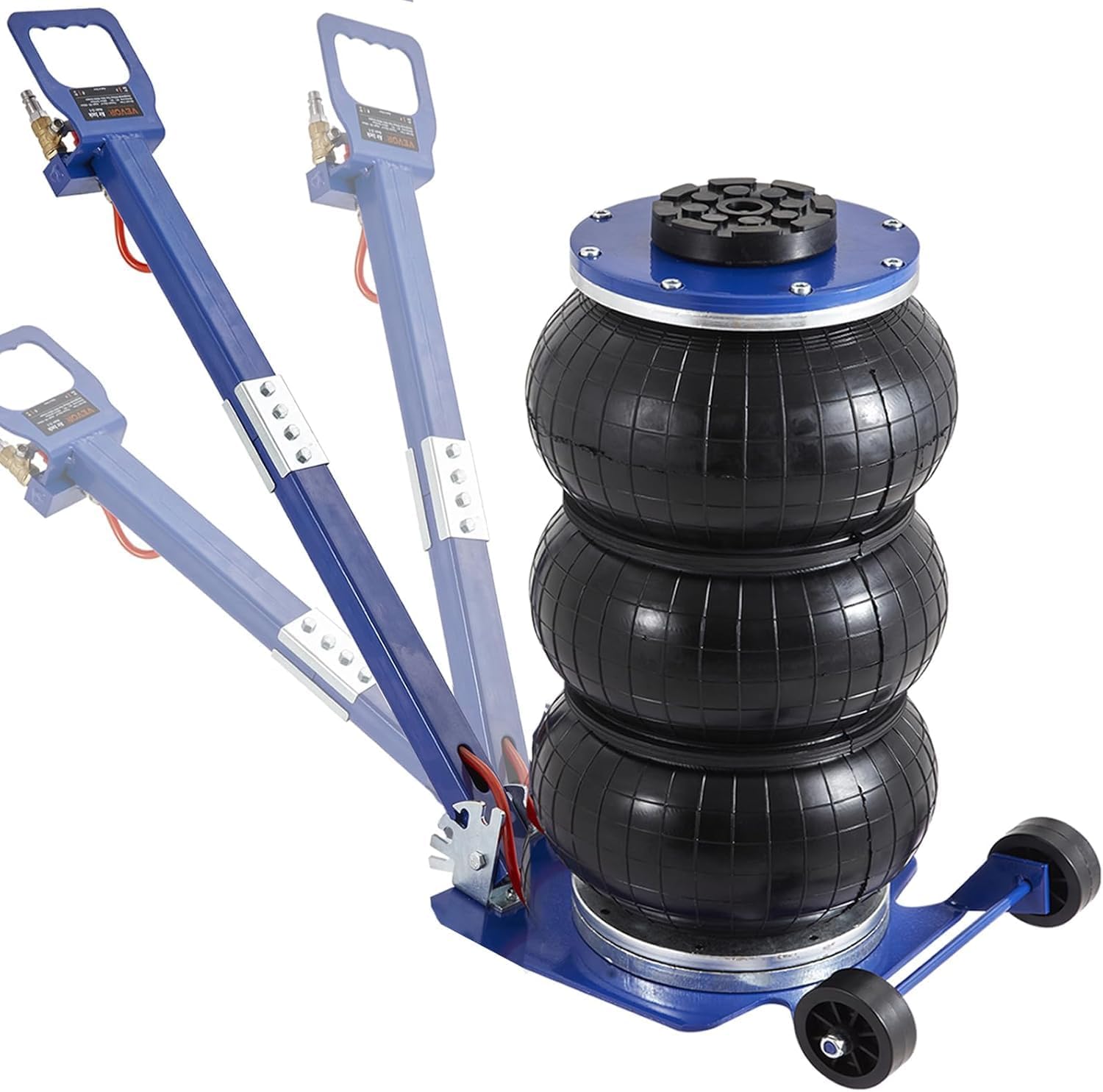 VEVOR Air Jack, 3T / 6600 lbs Triple Bag Air Jack, Airbag Jack with Six Steel Pipes, Lift up to 17.7 inch/450 mm, 3-5 s Fast Lifting Pneumatic Jack, with Long Handles for Car, Garage, Repair