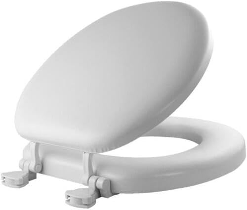 Replacement for Mayfair 15EC 000 Toilet Seat, Round, Foam/Vinyl/Wood, White, Twist Hinge