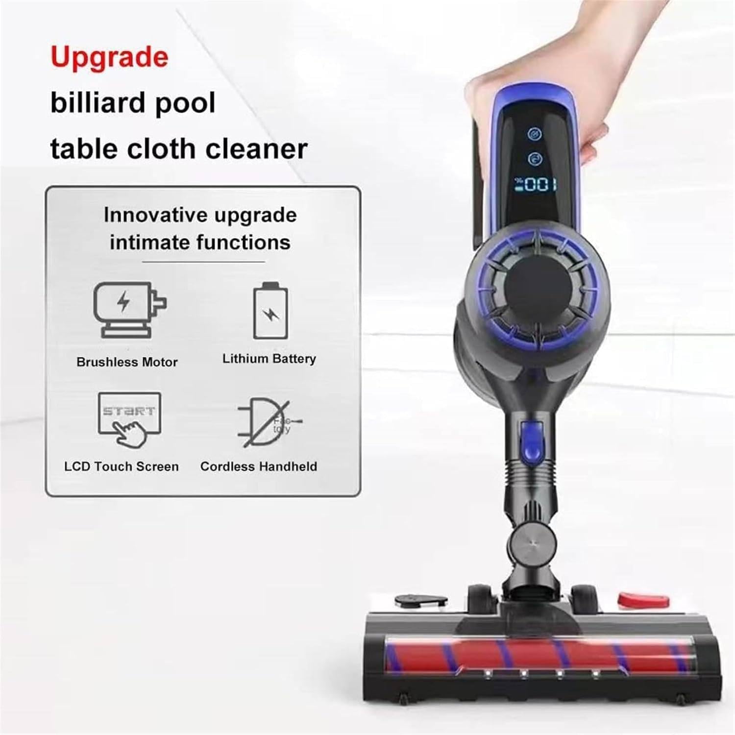 240w Billiard Table Cloth Cleaner, 22kpa Pool Table Cloth Vacuum Cleaner, Cordless Billiard Cloth Cleaning Machine, Adjustable 2 Speeds, for Snooker Table, Billiard Halls Green