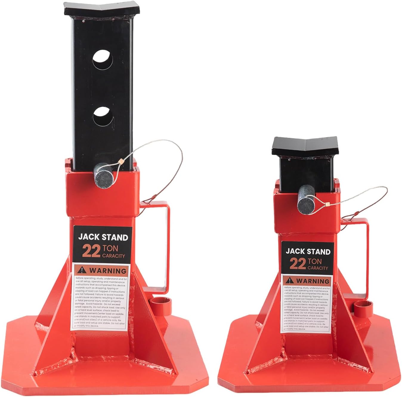 22 Ton (44,000 lbs) Heavy Duty Pin Type Professional Car Jack Stands with Lock Adjustable Height to 19.75