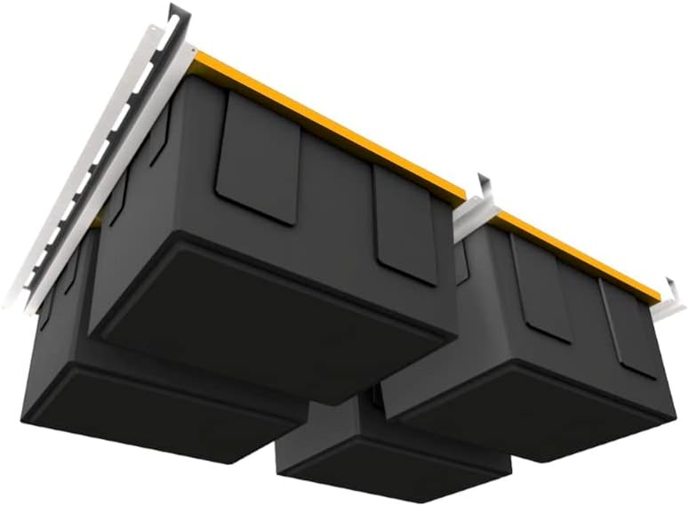 E-Z Garage Storage Overhead Bin Storage Rack Organization System - Store 4 Bins on Garage Ceiling/Adjustable to Fit Any Size Tub - Made In USA